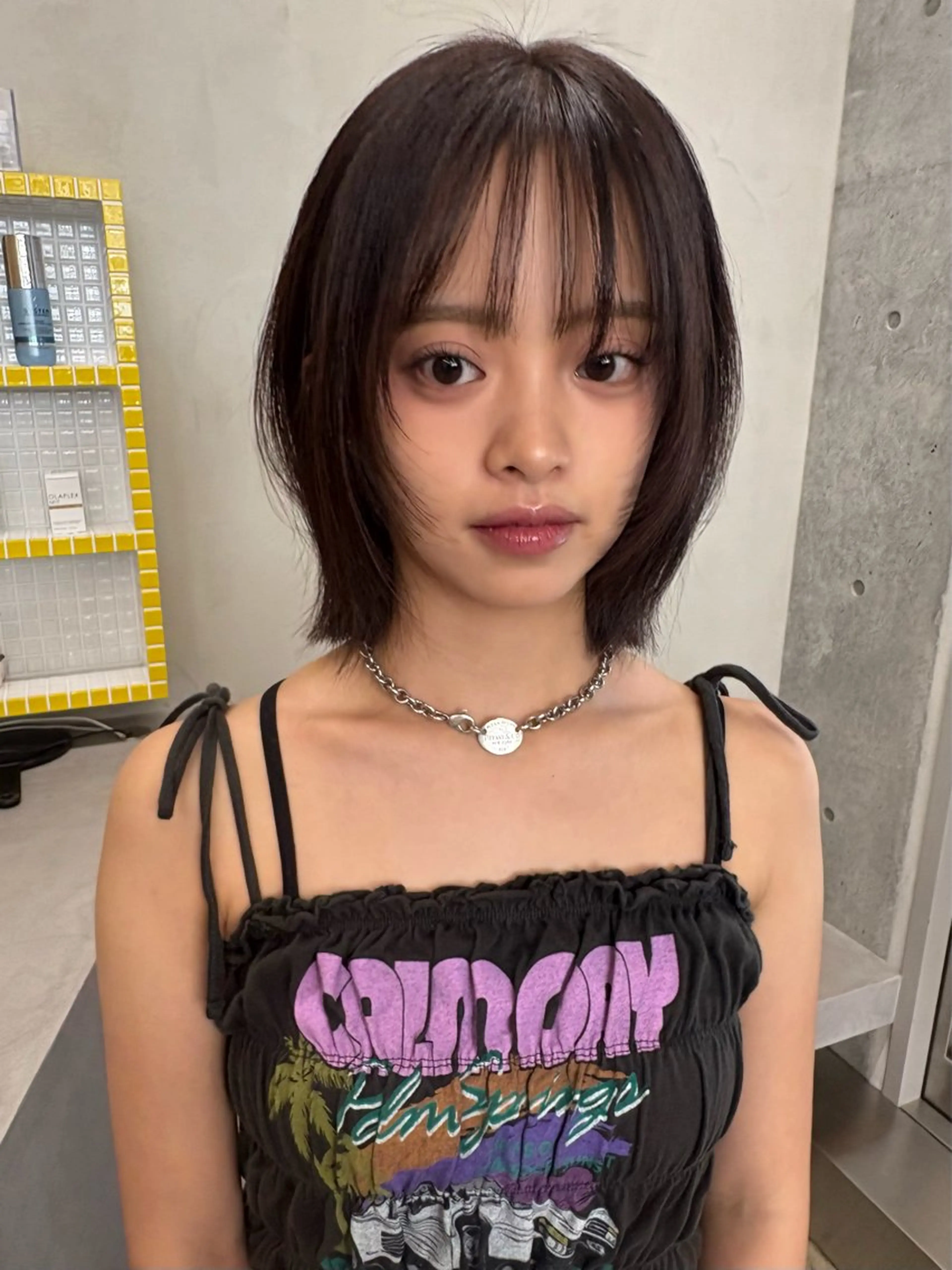 ミディアム カラー カット ヘアカラー トリートメント レイヤー/柔色 カラー/SAkiのヘアスタイル