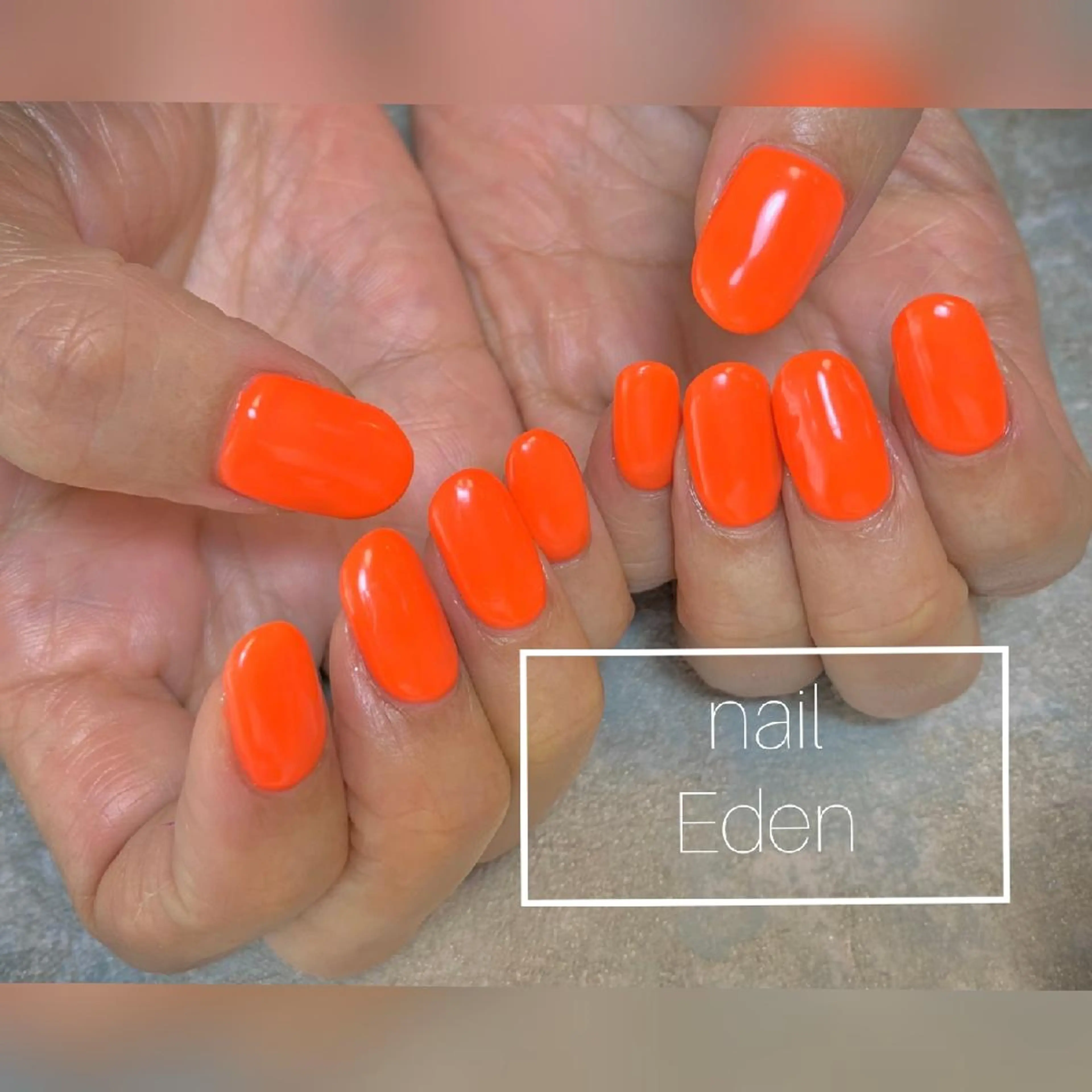 ネイル オレンジ ハンドネイル ハンドケア Eden　private nail saron所属・Eden ♾️のネイルデザイン