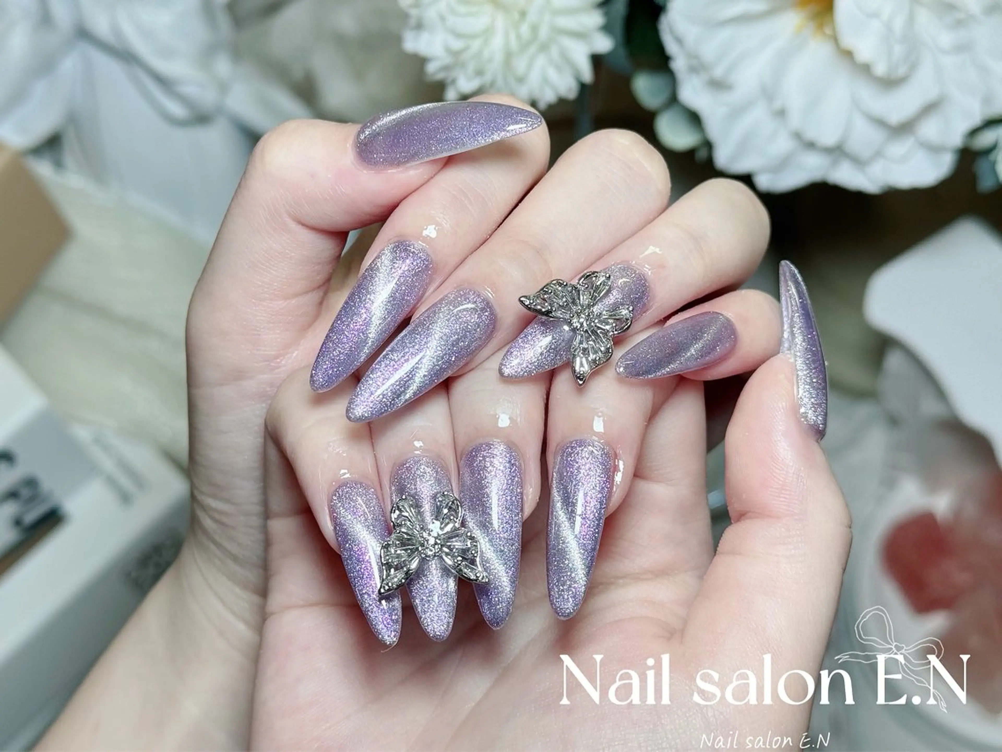 ネイル アートネイル オーロラネイル ブラウン クリアネイル フレンチネイル ハンドネイル E.N🦋 長さ出し/持ち込みのネイルデザイン