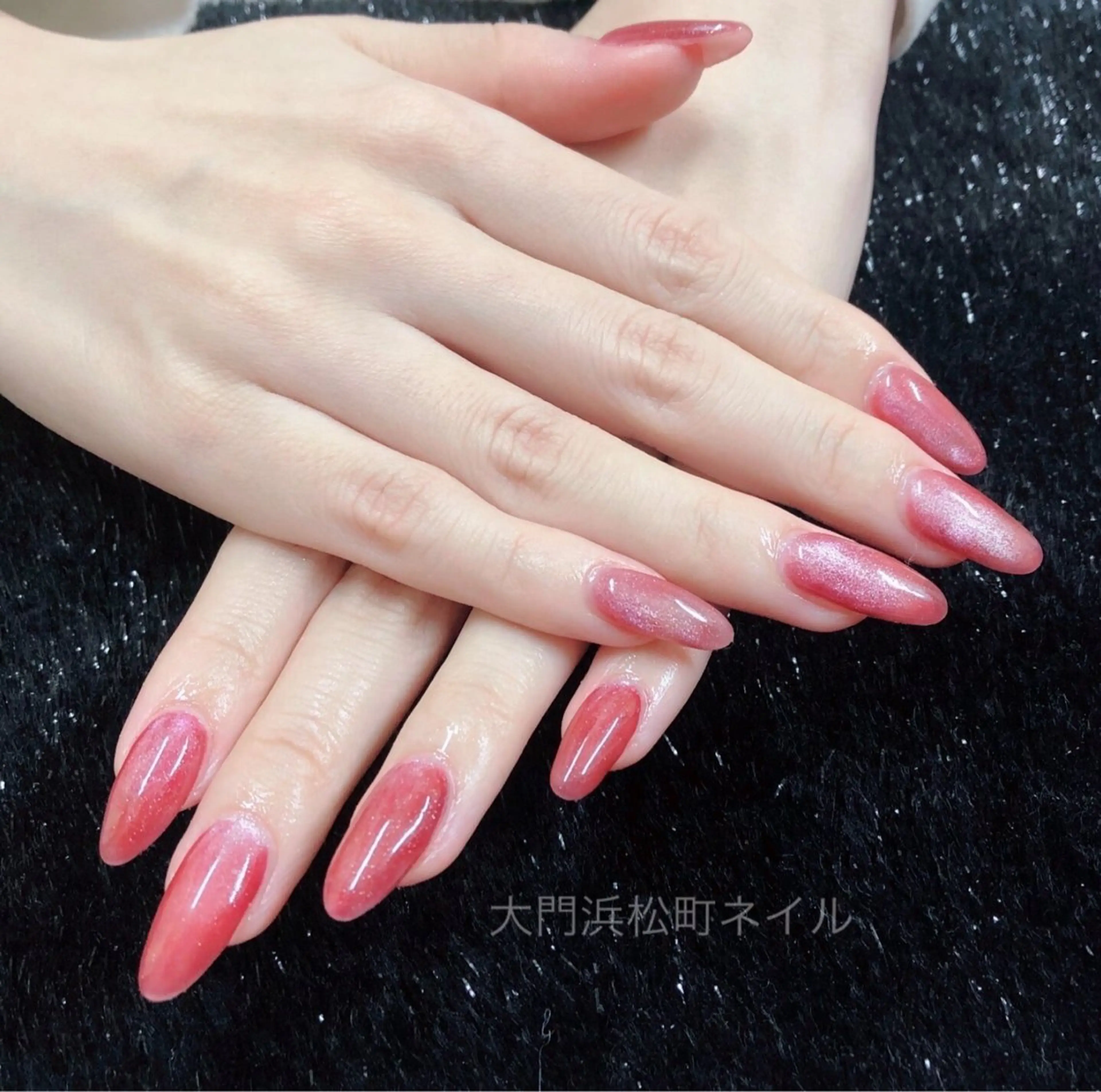 ネイル ボルドー 成人式 フレンチネイル ガラスフレンチ マグネットネイル 大門浜松町 ネイルのネイルデザイン