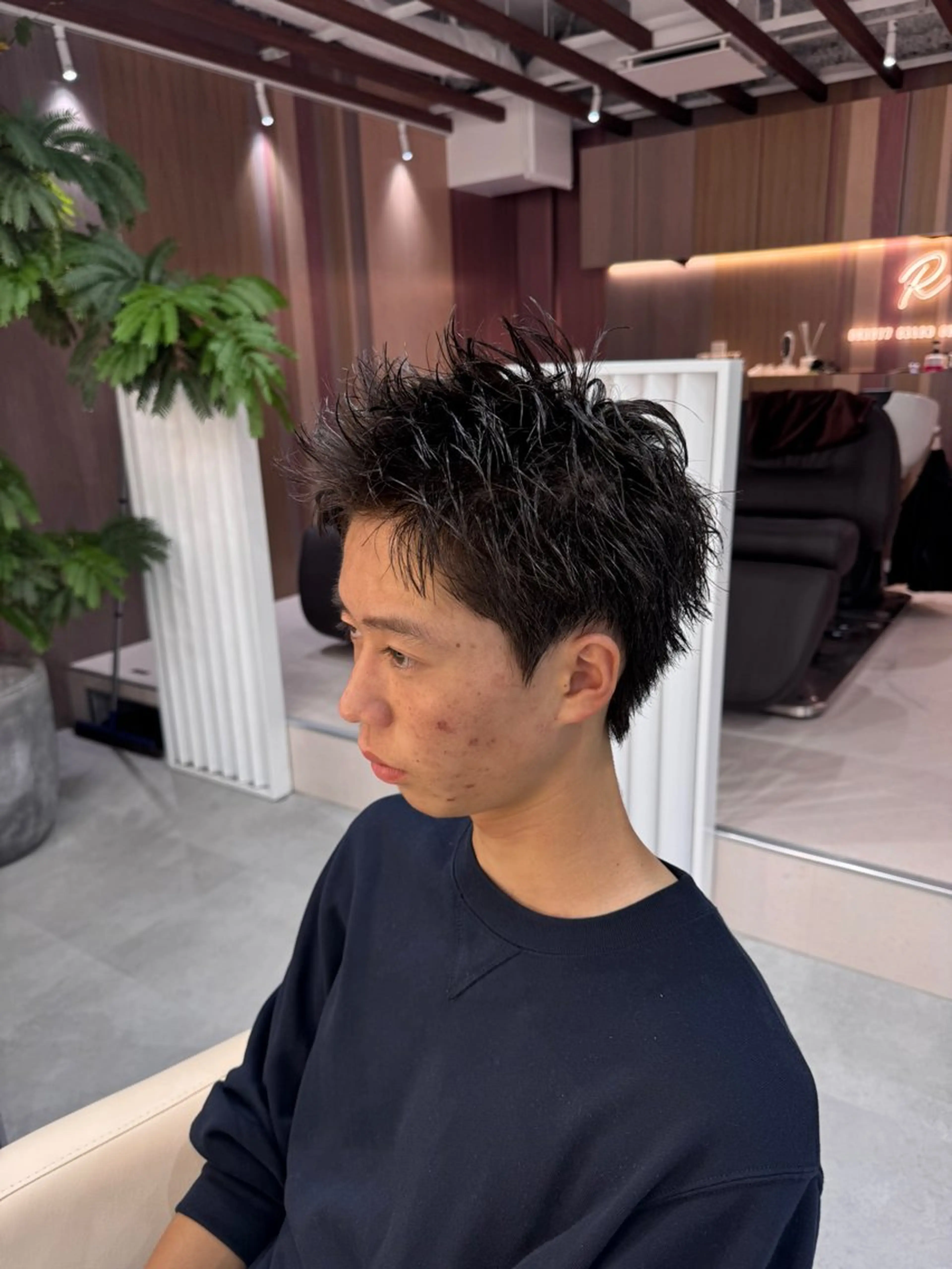 ショート メンズ R/🤎 パーマ＆ブリーチ🔥のヘアスタイル