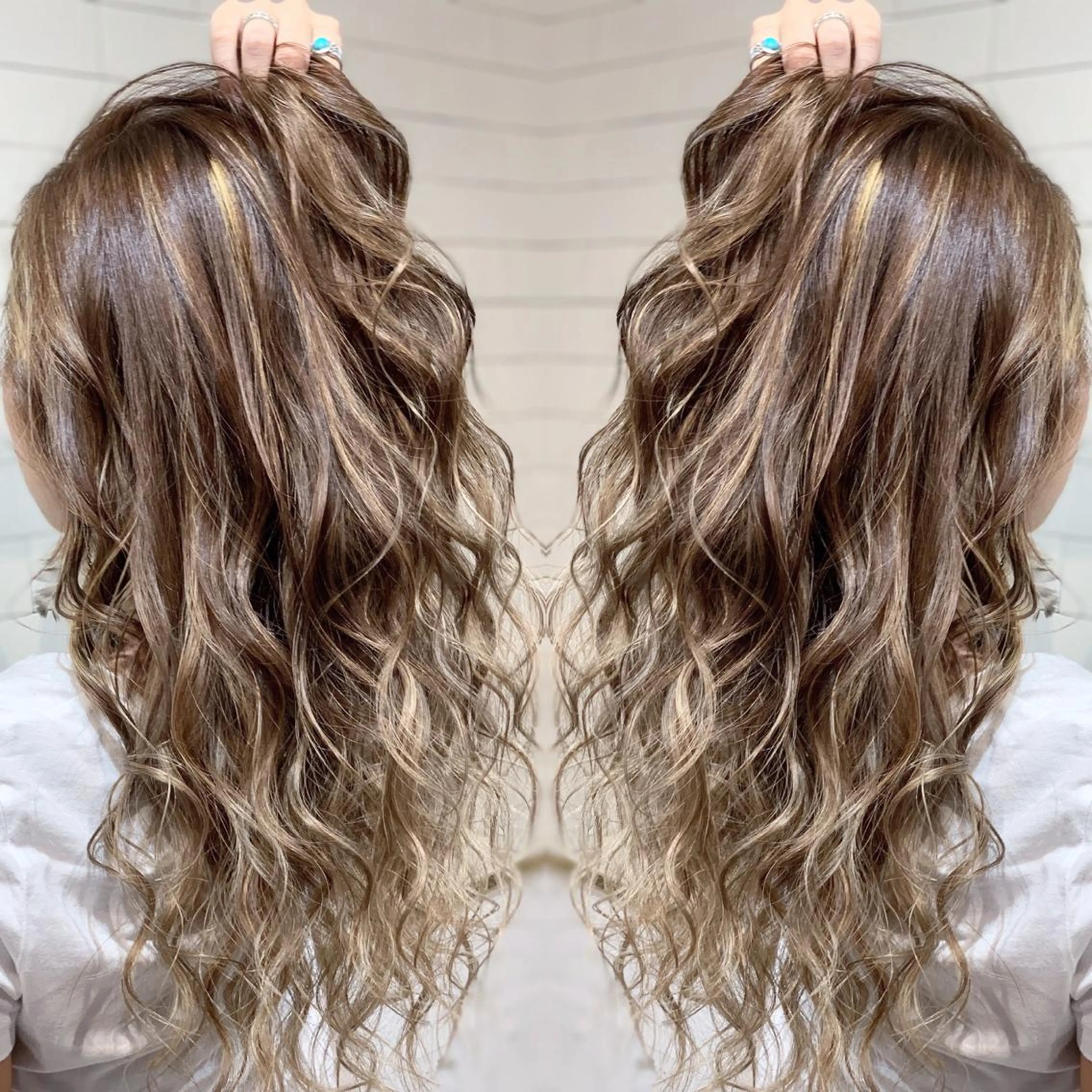 セミロング カラー ヘアアレンジ 髪質改善×ハイトーン 中田啄也のヘアスタイル