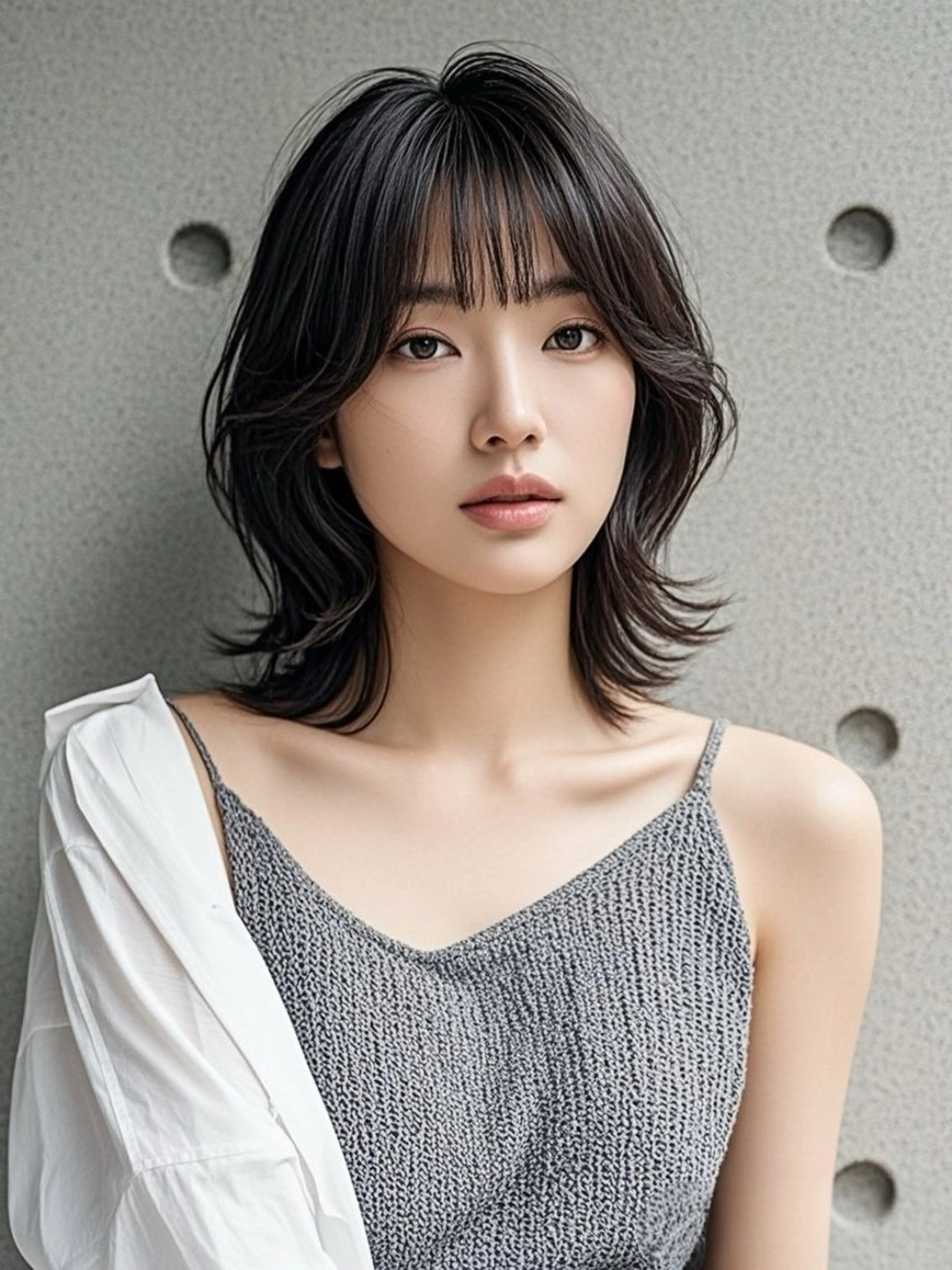 ミディアム ショートボブ ミディアムレイヤー ミディアムパーマ アッシュ ボブ カット ヘアカラー トリートメント ウルフカット 811 大阪梅田 ウルフのヘアスタイル