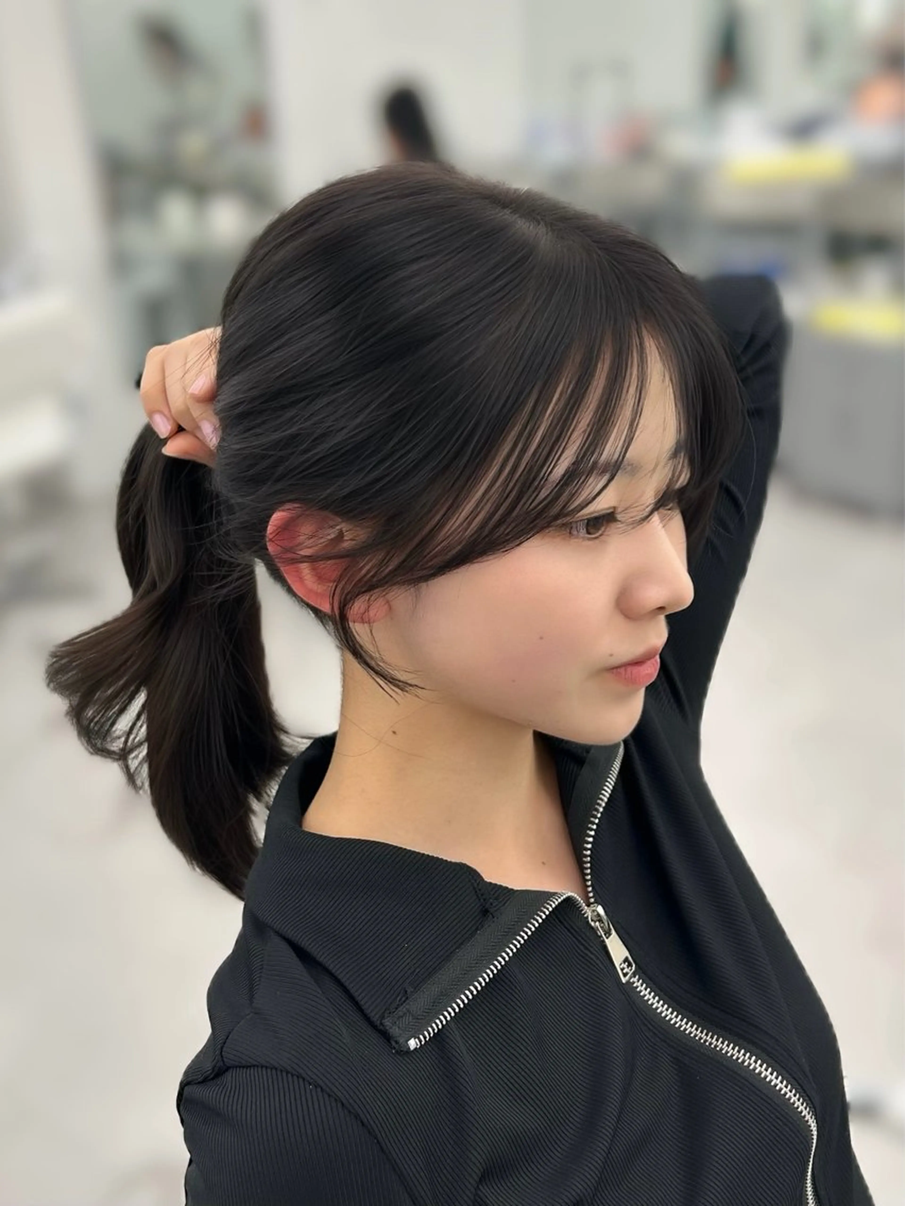 セミロング レイヤーカット 小顔カット カット 韓国ヘア/顔周り ヘアセット/加藤優里のヘアスタイル