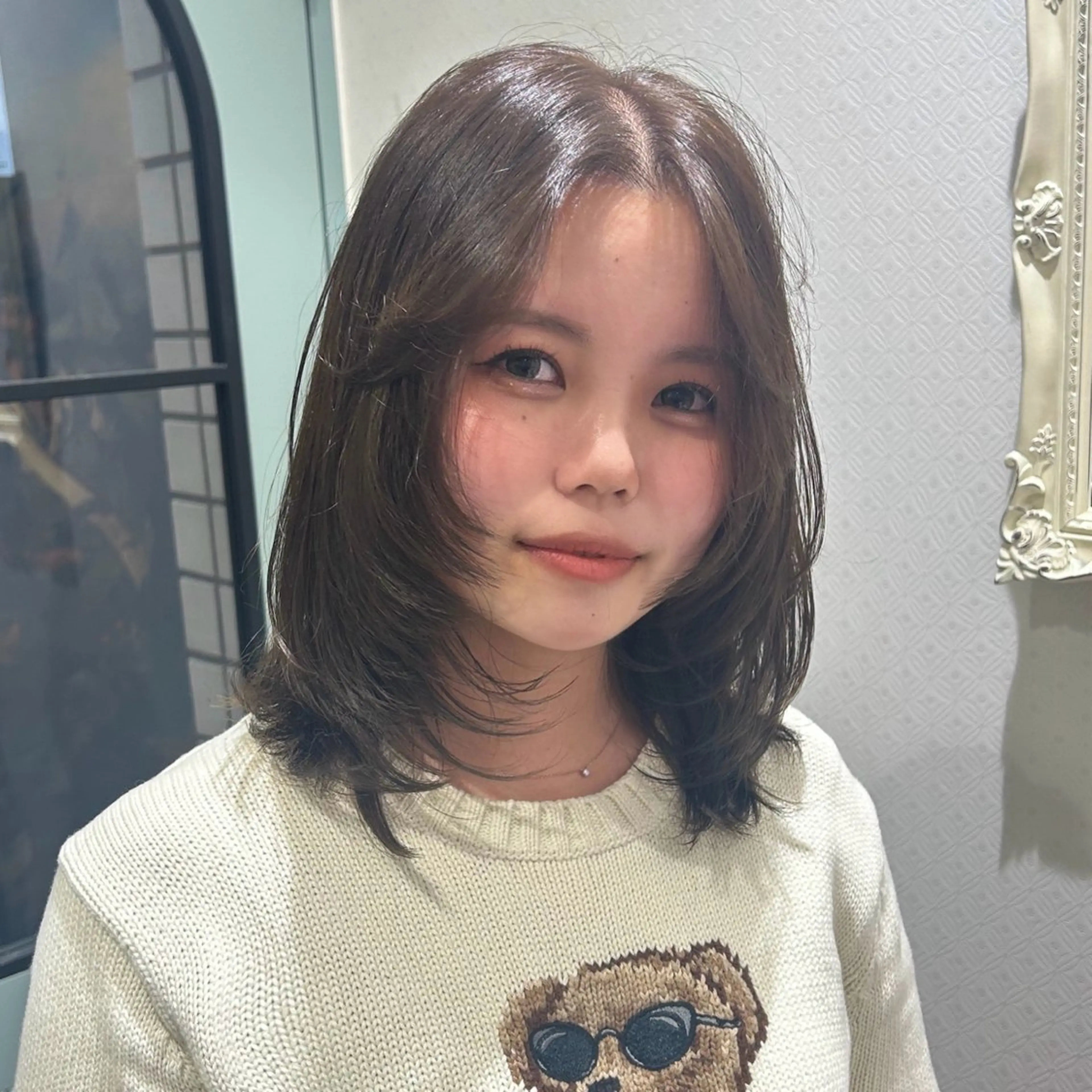 セミロング カラー ヘアアレンジ オリーブカラー 顔まわりレイヤー 顔周りカット レイヤーカット トリートメント ヘアカラー トリートメント 🍓女性専用サロン/ こころ🍓のヘアスタイル
