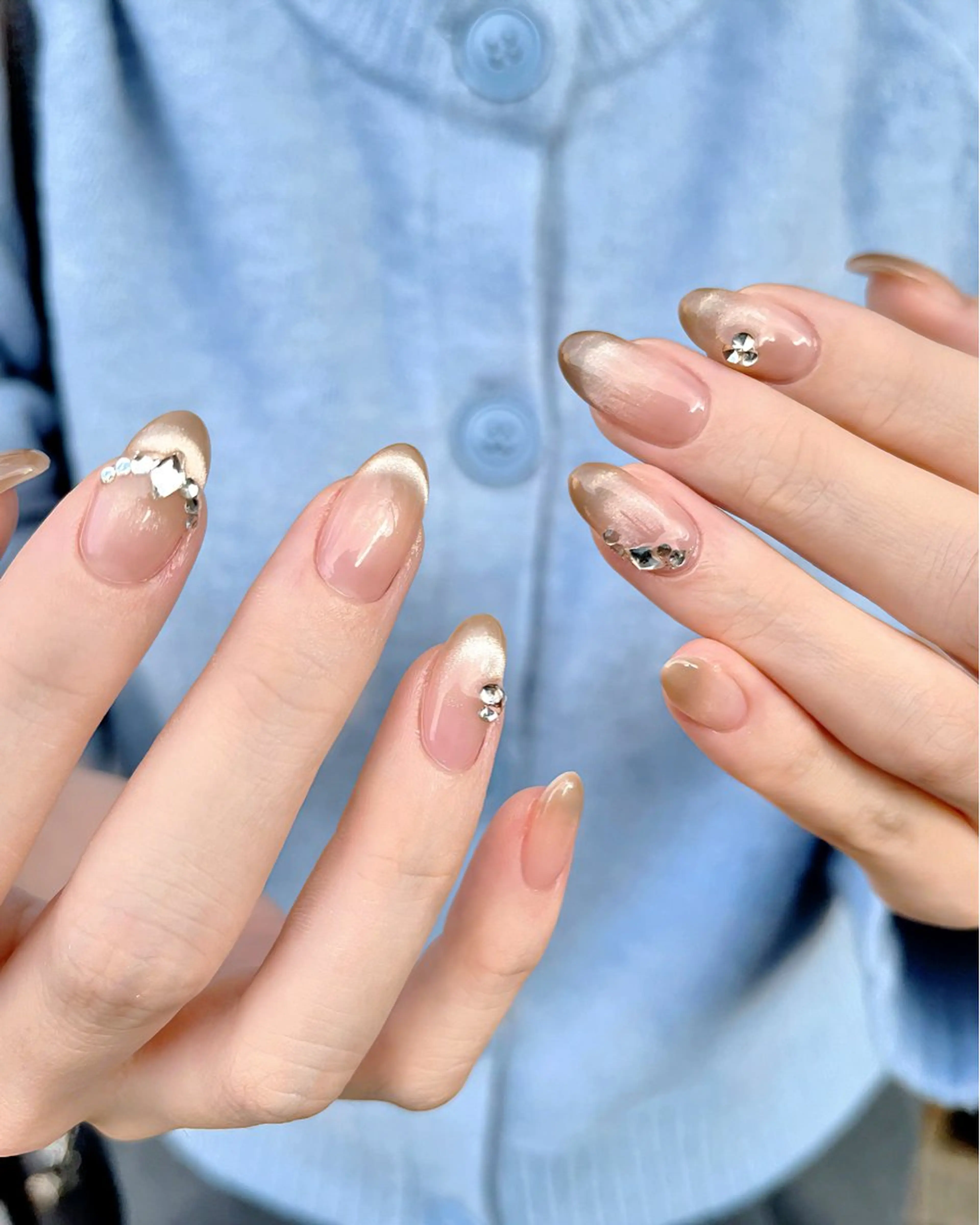 ネイル フレンチネイル 韓国ネイル マグネットネイル マグネットフレンチ ニュアンスネイル ハンドネイル 🫧OPELIA NAIL渋谷🫧のネイルデザイン