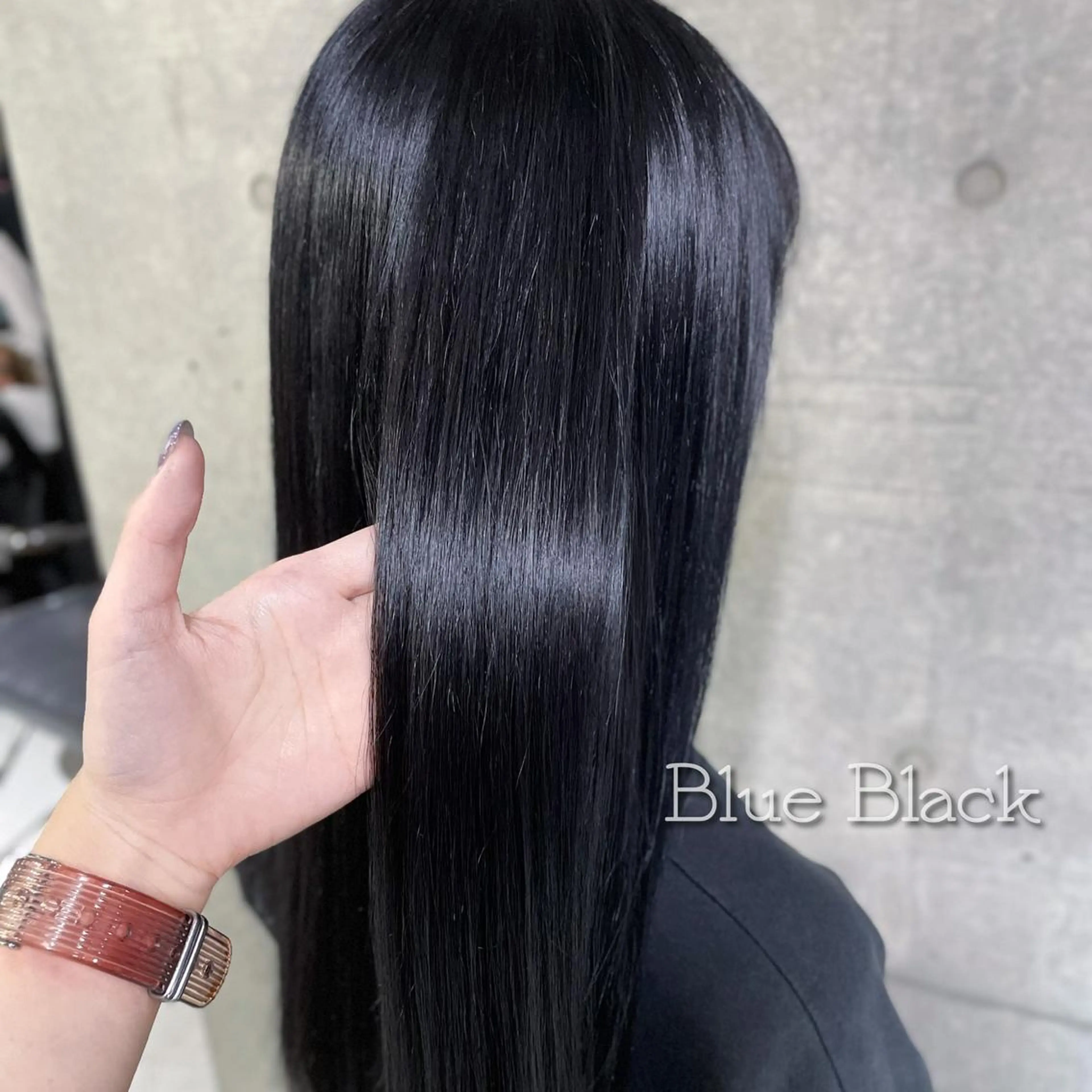 ロング カラー 黒髪 ブルーカラー ブルーブラック ネイビーカラー plume【プリュム】恵比寿所属・💗plume(ぷり ゅむ)💗なずなのマツエク・マツパデザイン