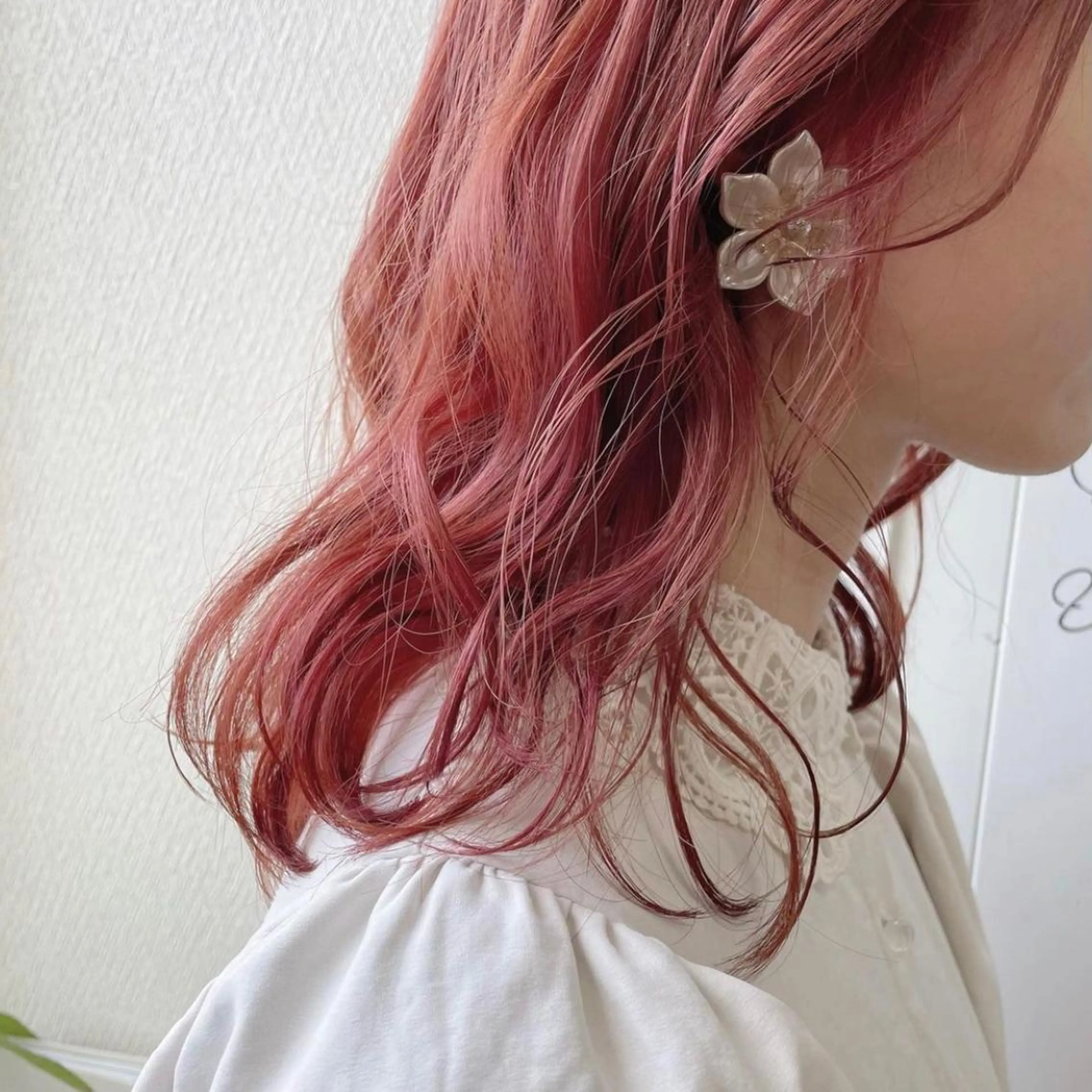セミロング カラー オレンジ ピンクカラー 韓国ヘア /男女❄️ 細江 美紅のヘアスタイル