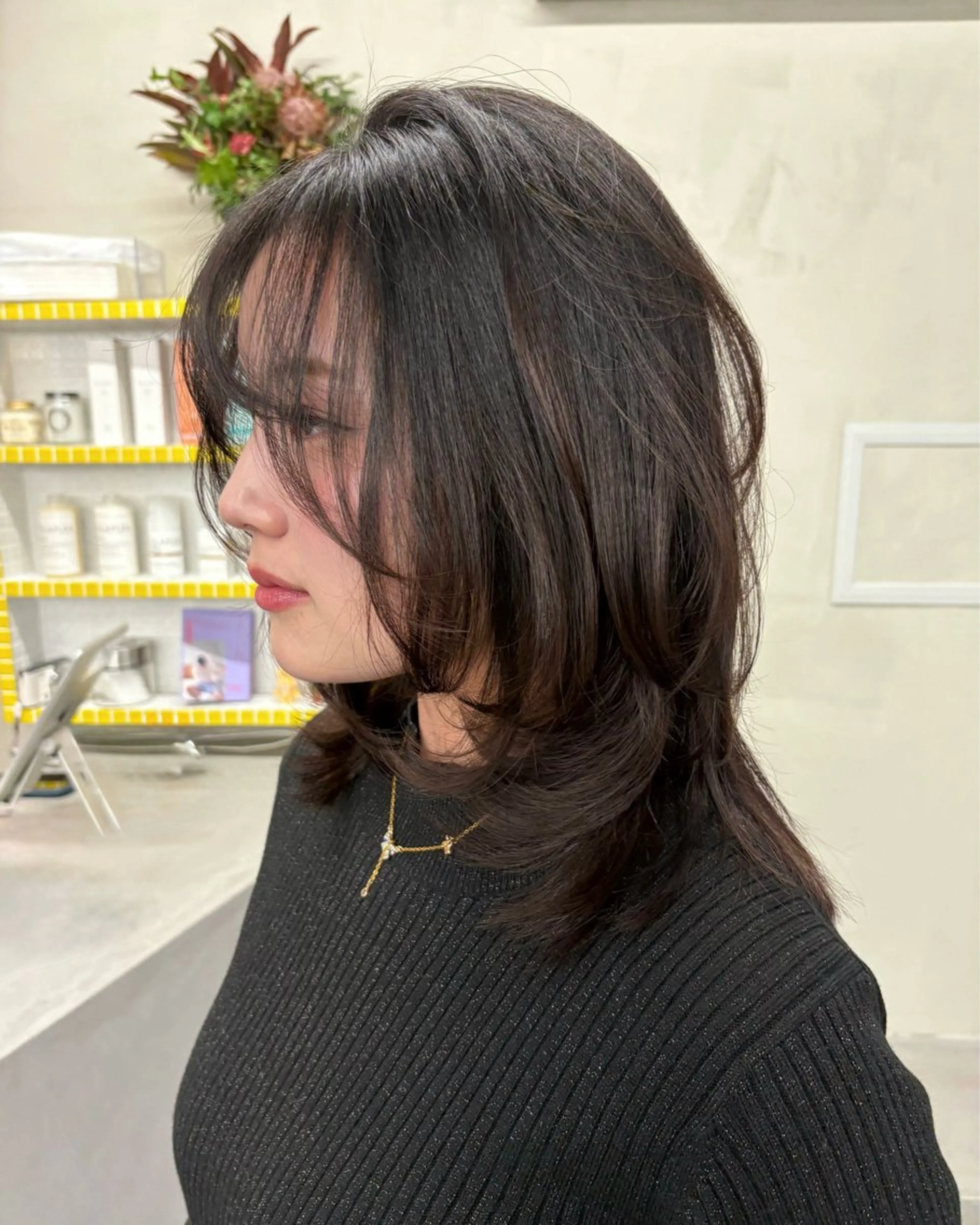 ミディアム カラー カット ヘアカラー トリートメント レイヤー/柔色 カラー/SAkiのヘアスタイル