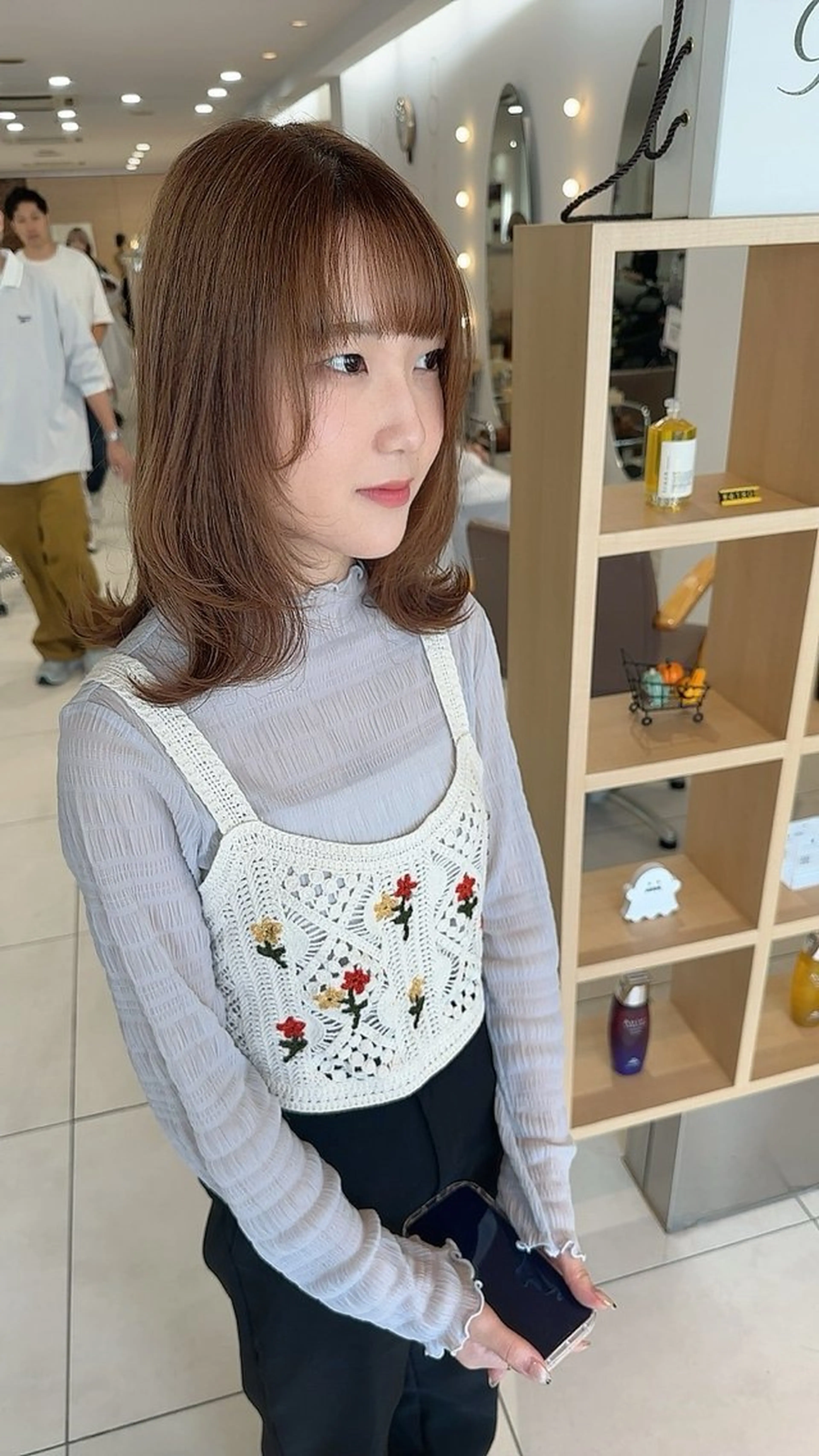 セミロング カラー ベージュカラー ブリーチ ダブルカラー ブリーチなしカラー レイヤーカット ヘアカラー トリートメント 山下恋佳/矢場町/ ブリーチ/ショートのヘアスタイル