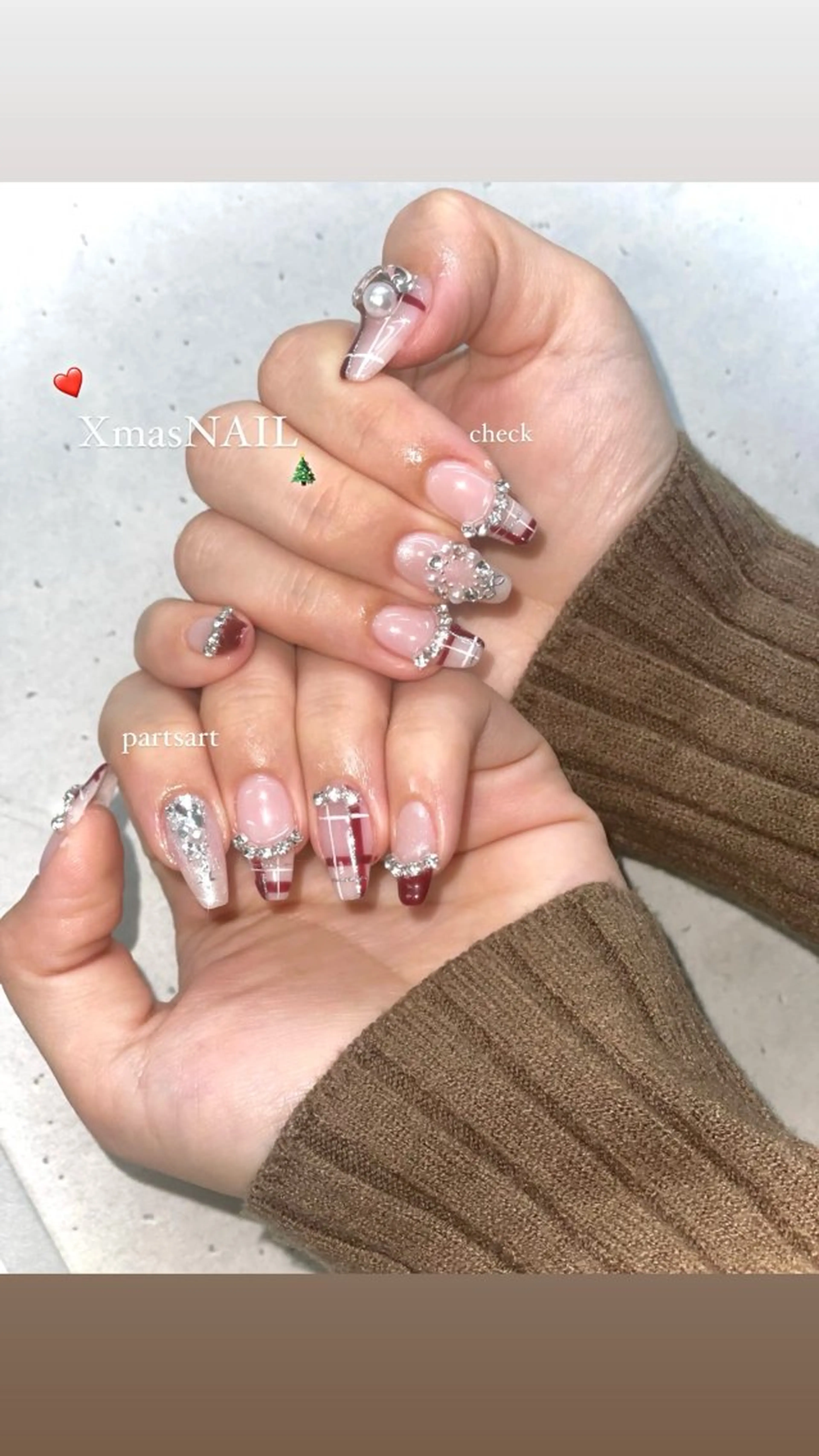 ネイル アートネイル キラキラネイル ロングネイル ニュアンスネイル 赤色 ☃️Nobody_ Renのネイルデザイン