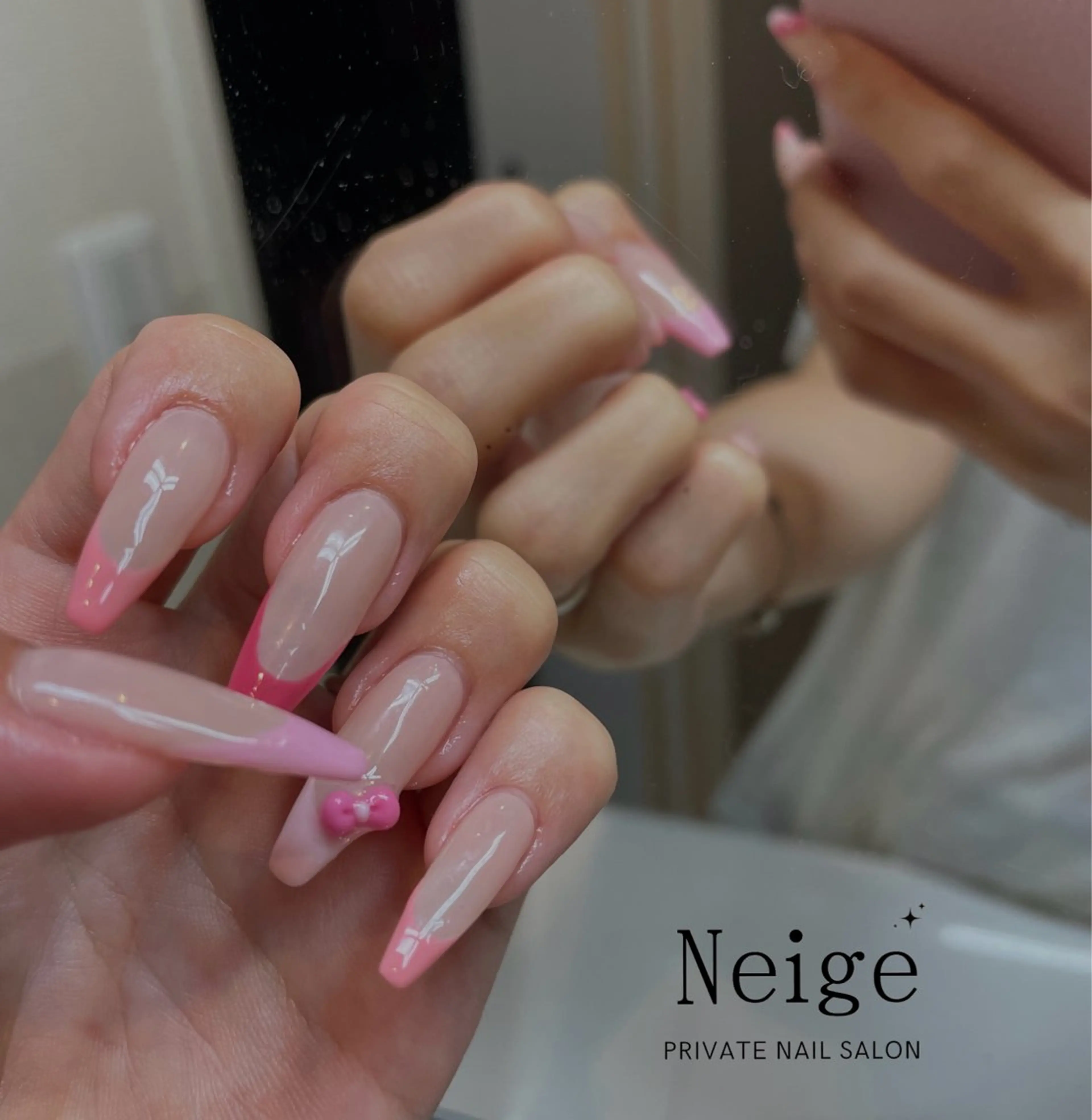 ネイル リボン ハンドネイル Neige所属・Neige 𓂃 aiのネイルデザイン