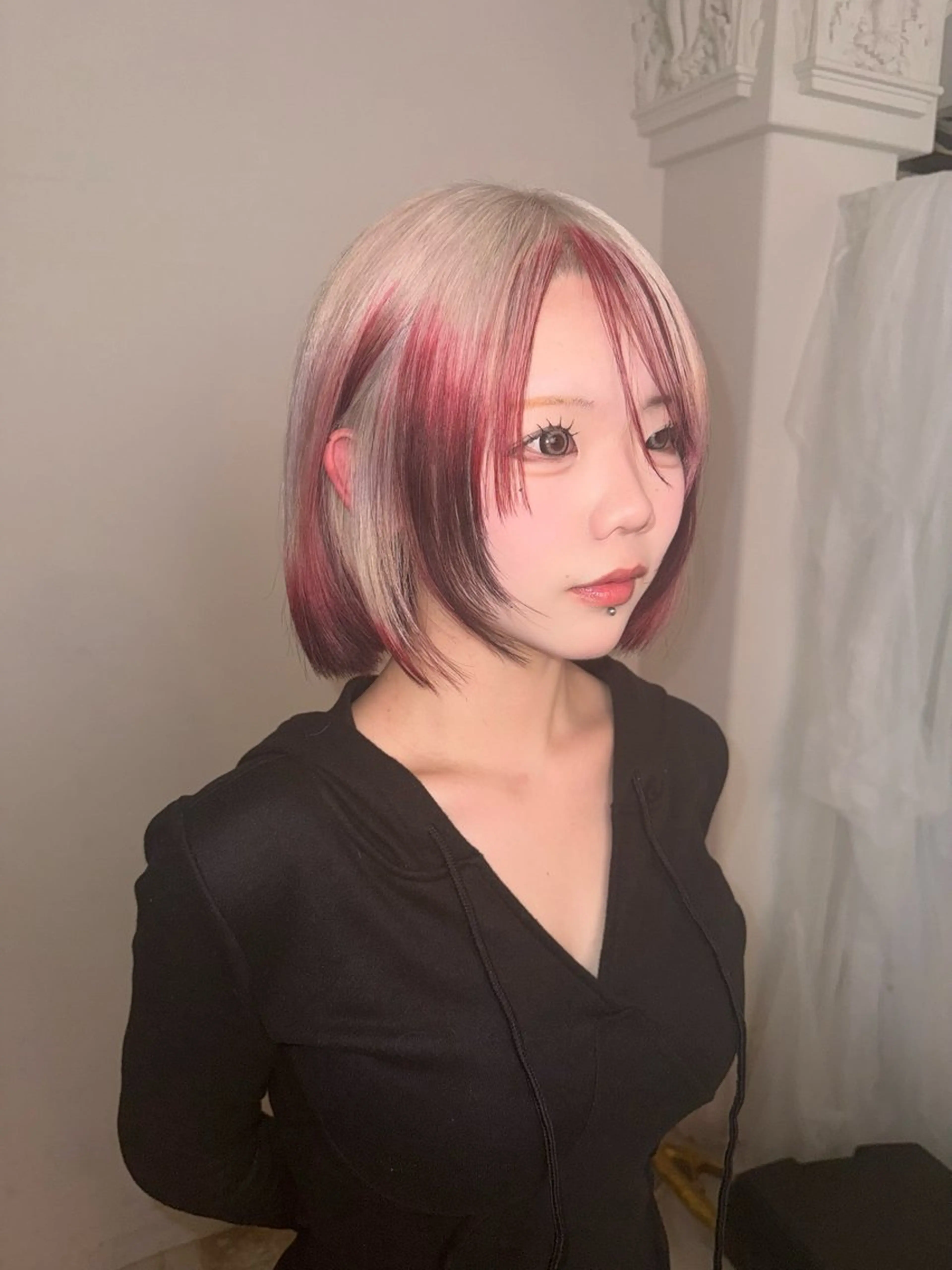 ミディアム カラー カット ヘアカラー トリートメント ヘッドスパ ヘアセット HARUNA/原宿/ デザイン/カットのヘアスタイル