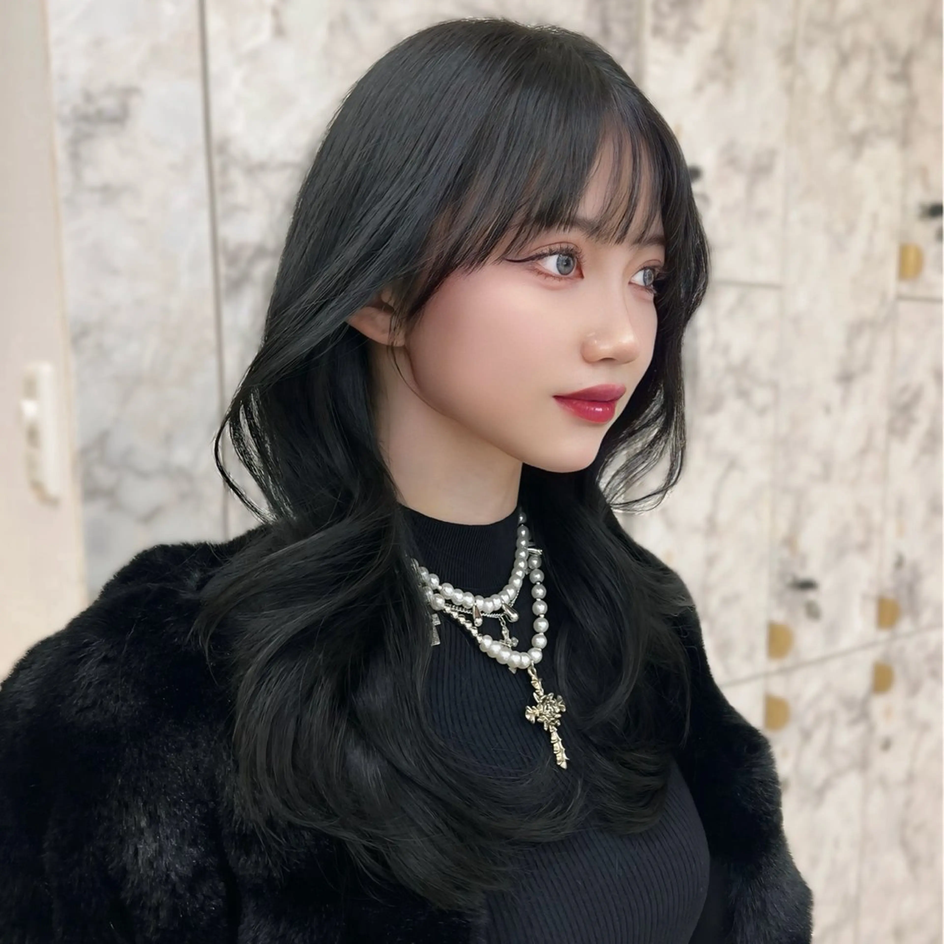 ロング カラー 黒髪 ハッシュカット 韓国風ヘア 🏅韓国ヘア/新宿/ レイヤー/KSukeのヘアスタイル