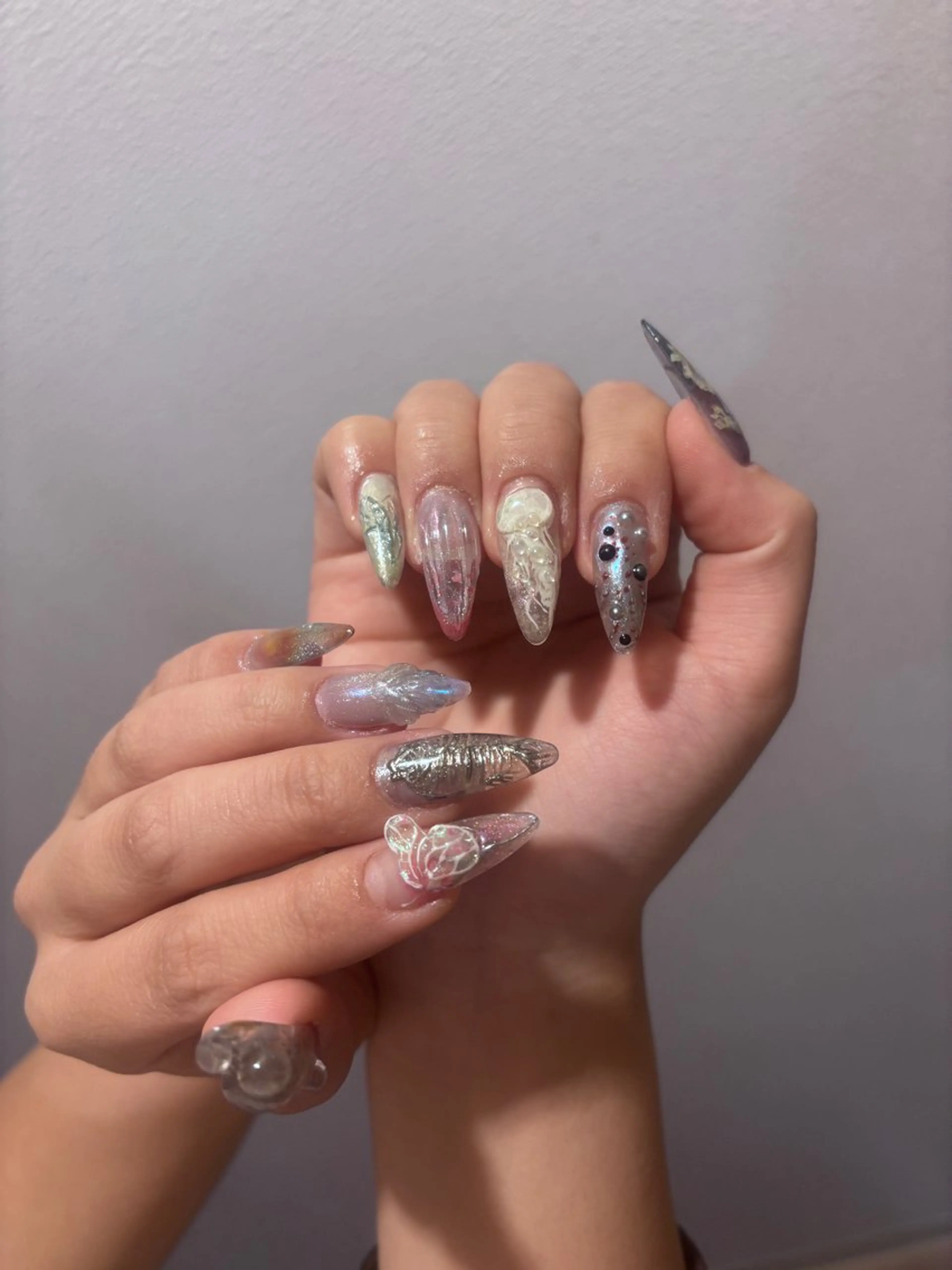 ロング 宮田 結晶のネイルデザイン