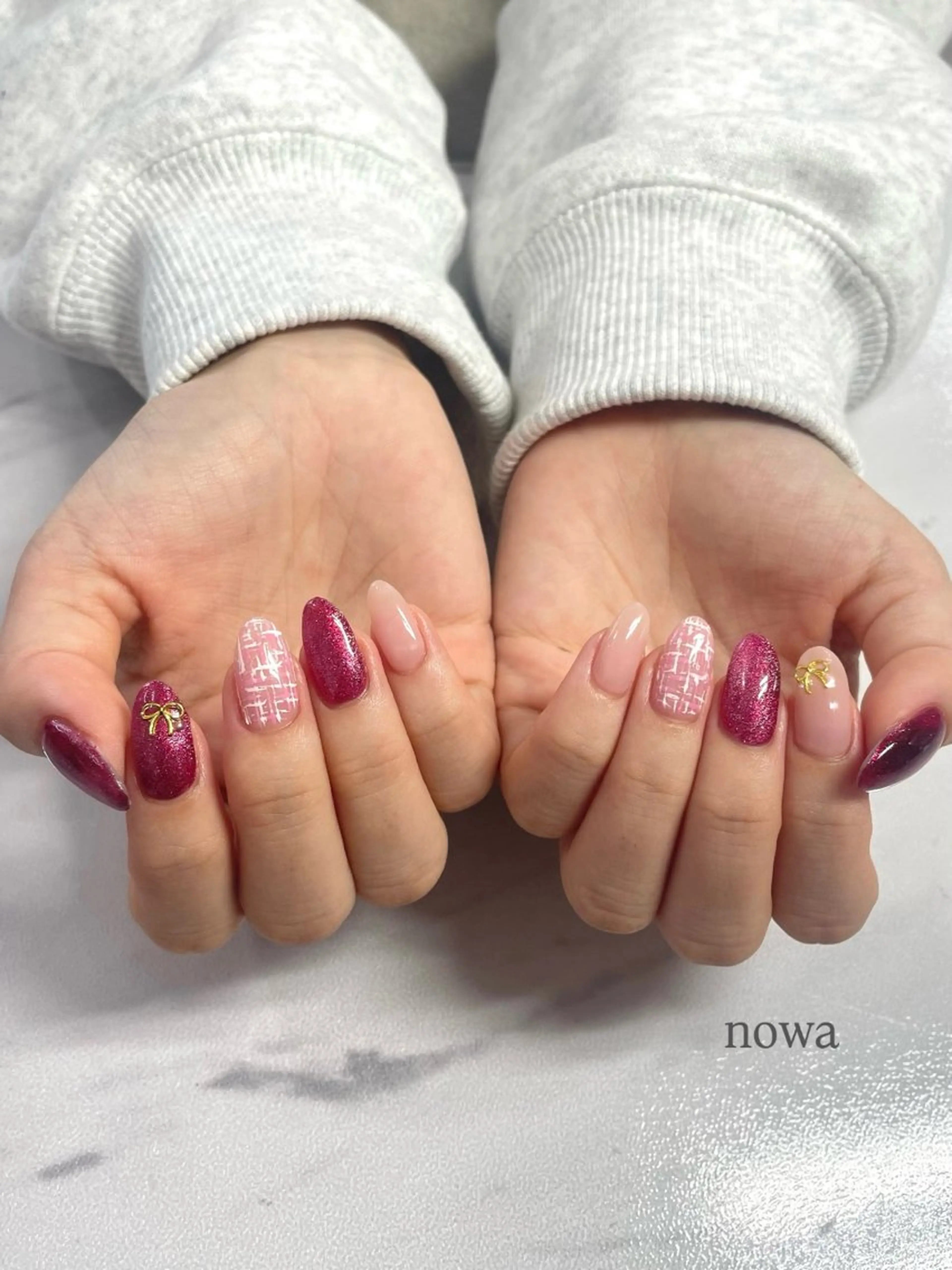 【冬っぽデザイン⛄️ツイードネイル💕】サンプルデザインそのまま、カラー変更可能🙆🏻‍♀️オフ＋¥1,100の写真