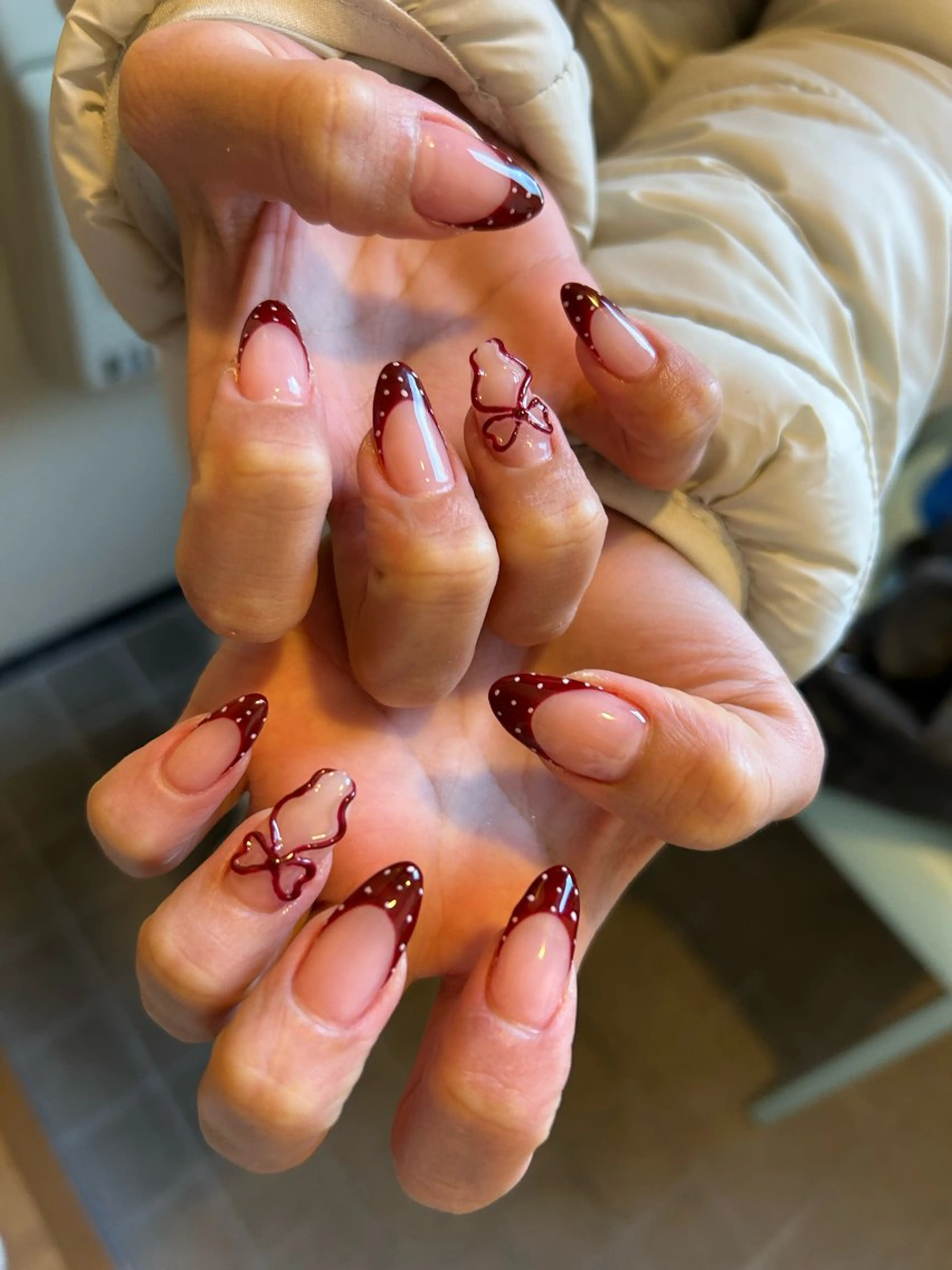 ネイル アートネイル 持ち込み リボン ハンドネイル Aimer Ciel エメシエル大宮ネイルのネイルデザイン