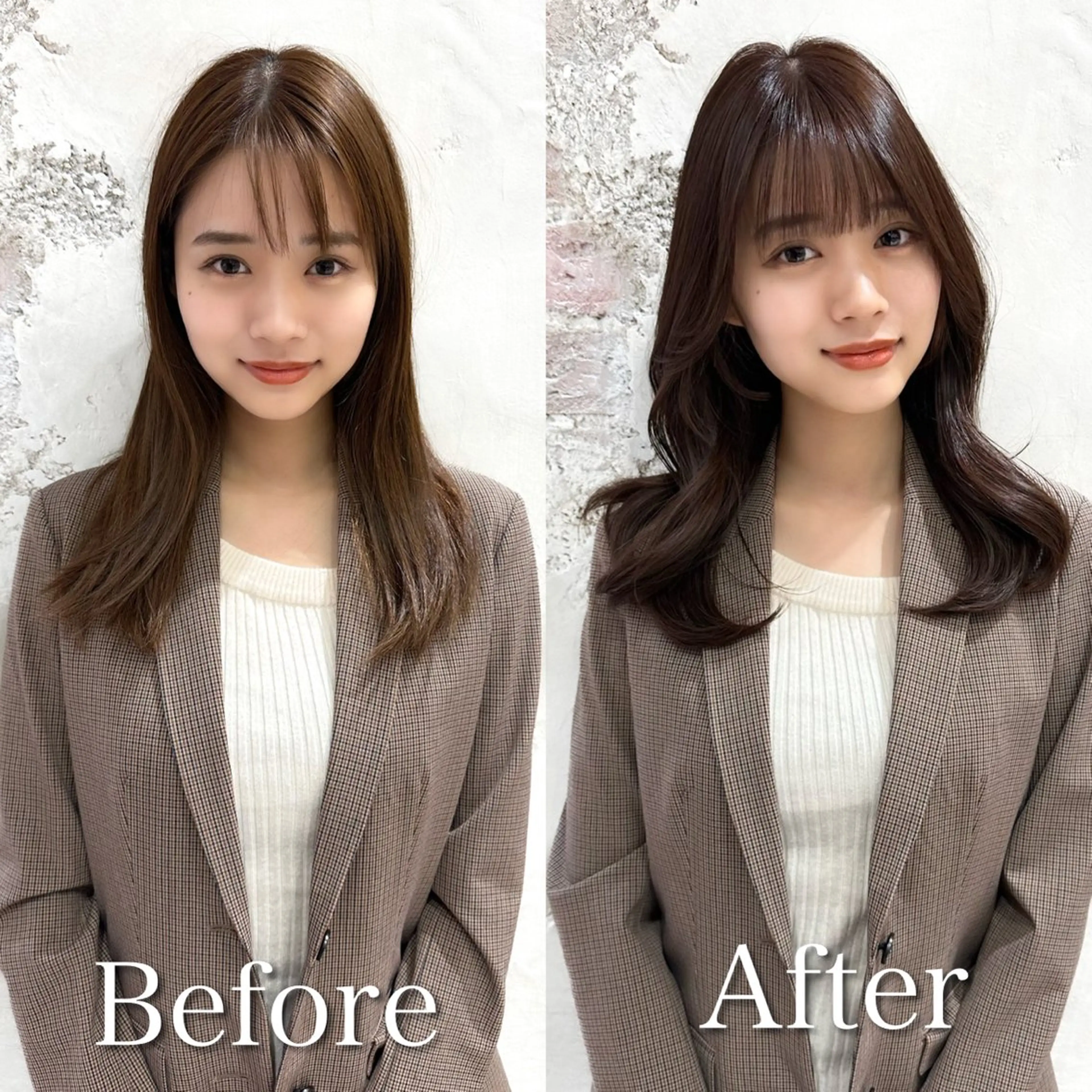 セミロング カラー ベージュカラー ブラウンカラー ブラウンベージュ くびれヘア 顔周りカット カット ヘアカラー トリートメント 顔周り/くびれヘア 韓国ヘア💕風間るなのヘアスタイル