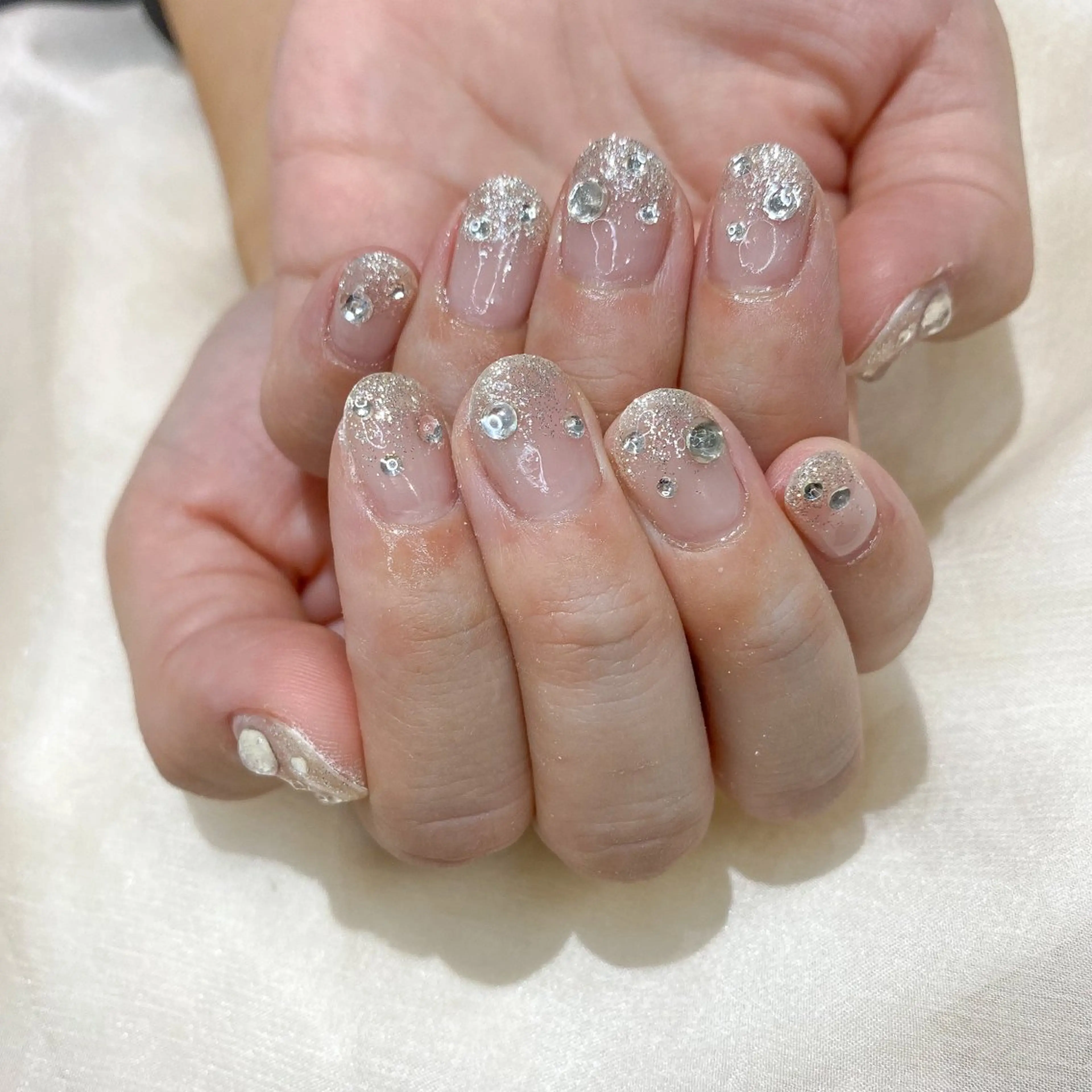 ネイル ラメ(グリッター) ラメグラデーション ストーンネイル ネイル空間所属・muguet🎀 nailのネイルデザイン