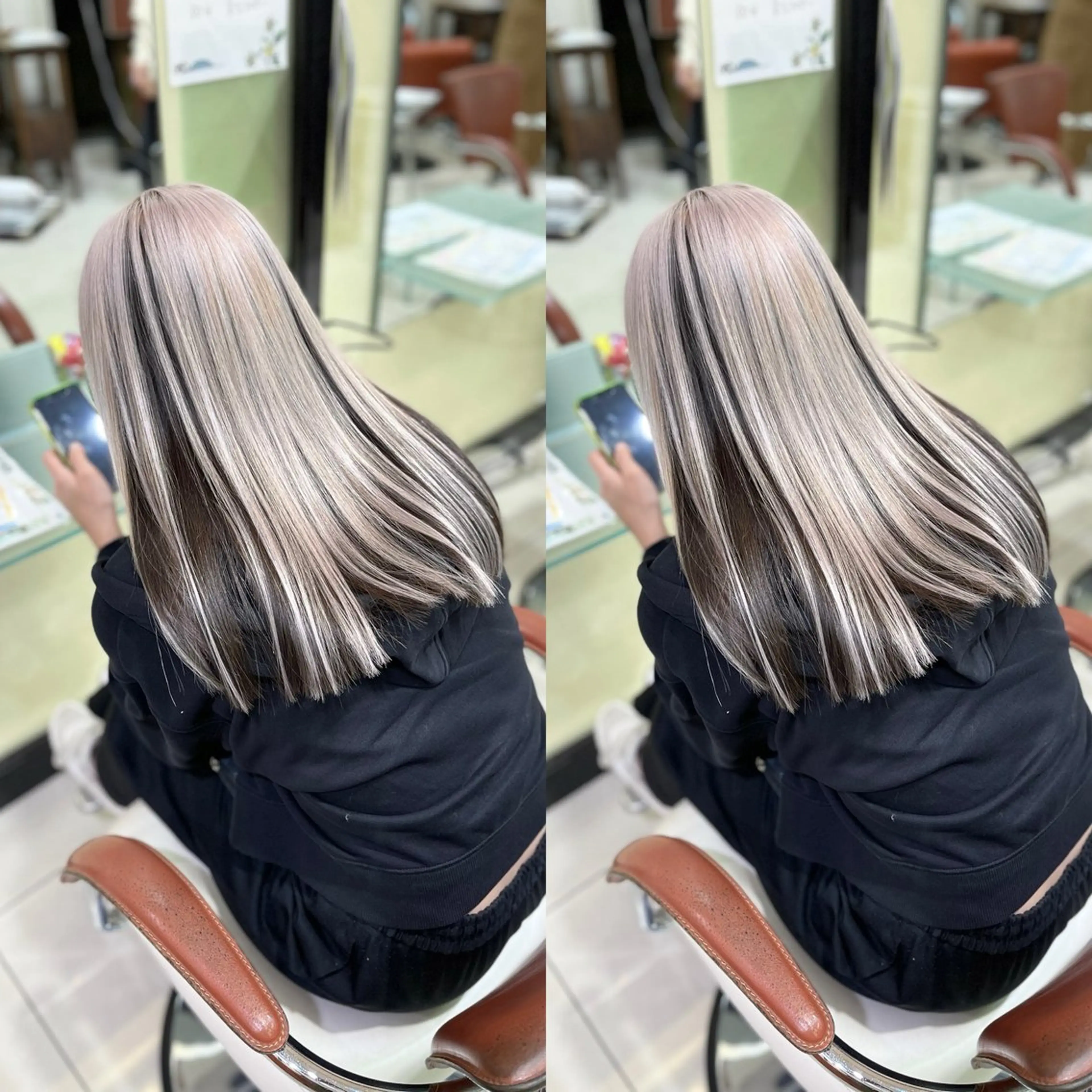 ロング ヘアカラー トリートメント Y Uのヘアスタイル