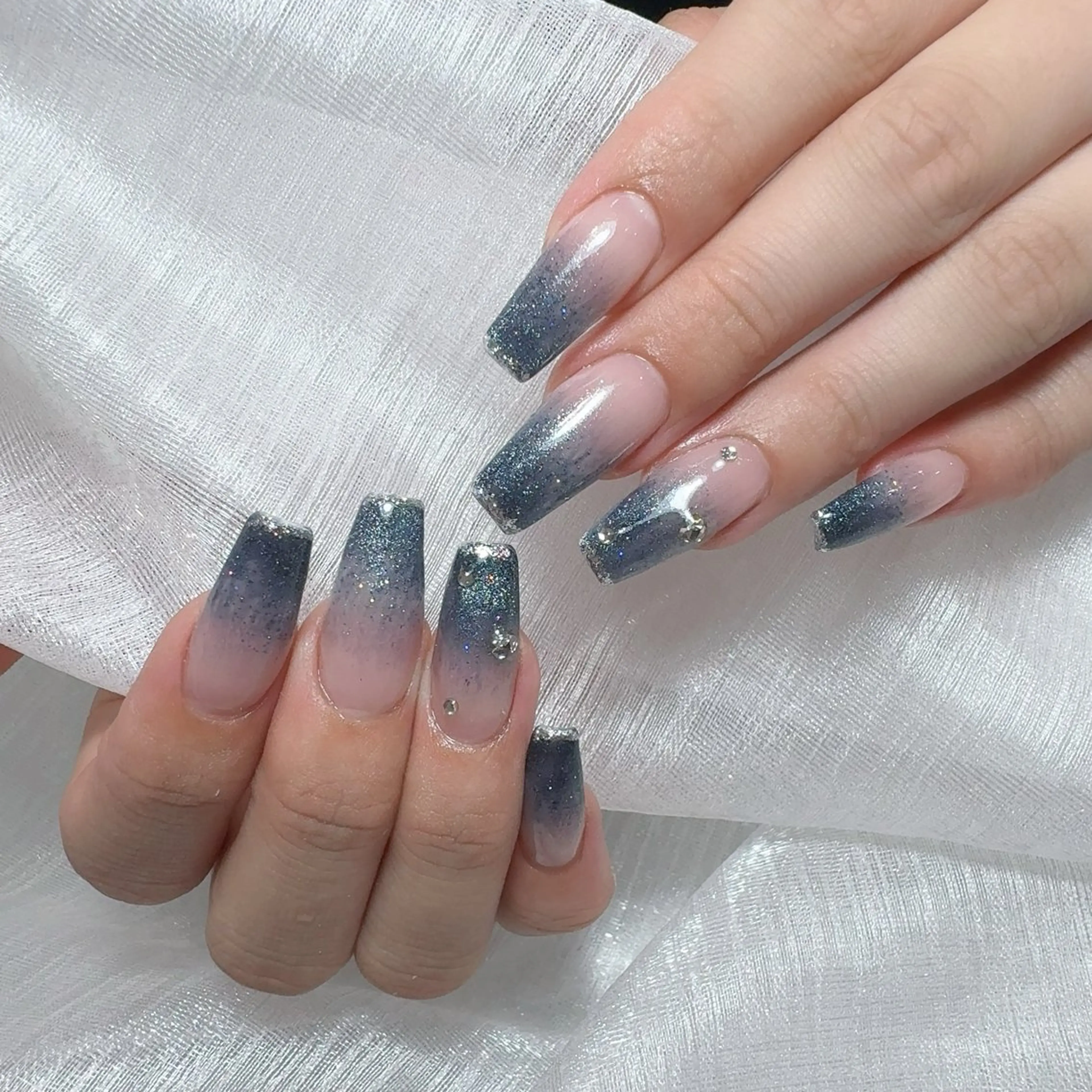 ネイル アートネイル フラッシュネイル フレンチネイル ジェルネイル ガラスフレンチ You&Me Yukiのネイルデザイン