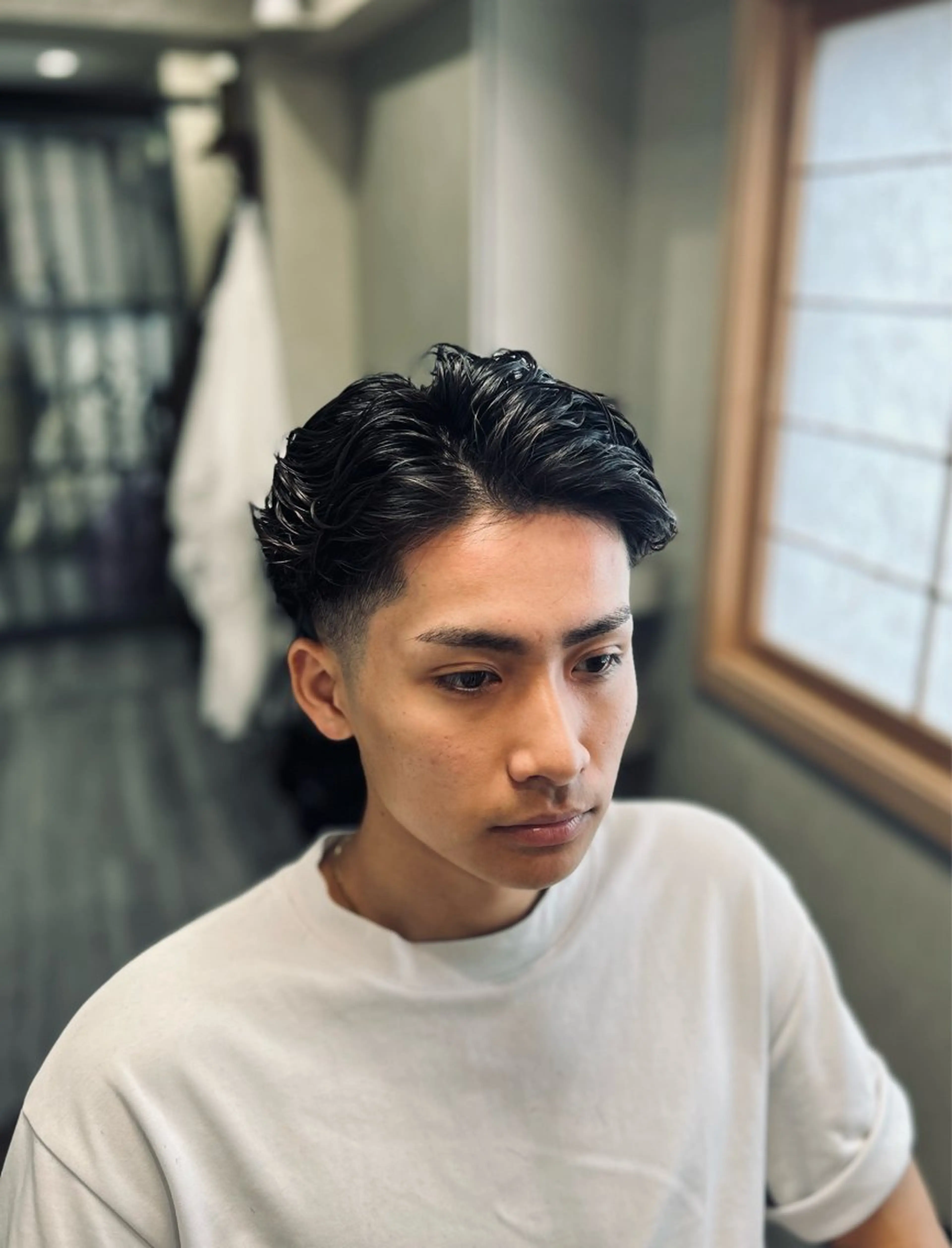 ミディアム パーマ メンズ フェードカット カット パーマ メンズカット/ 雄大のヘアスタイル