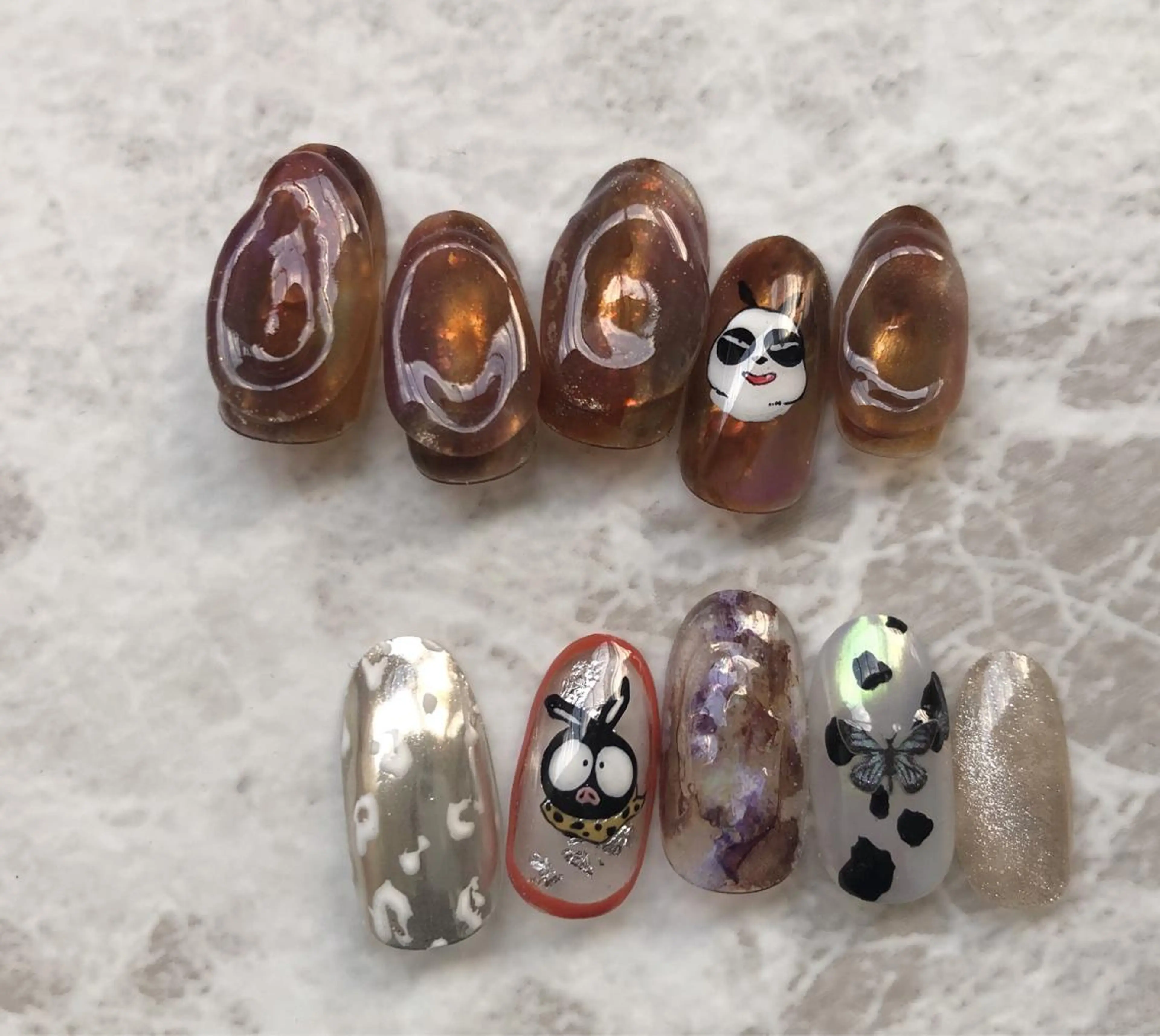 ネイル アートネイル べっ甲ネイル ハンドネイル ☽ ☾のネイルデザイン