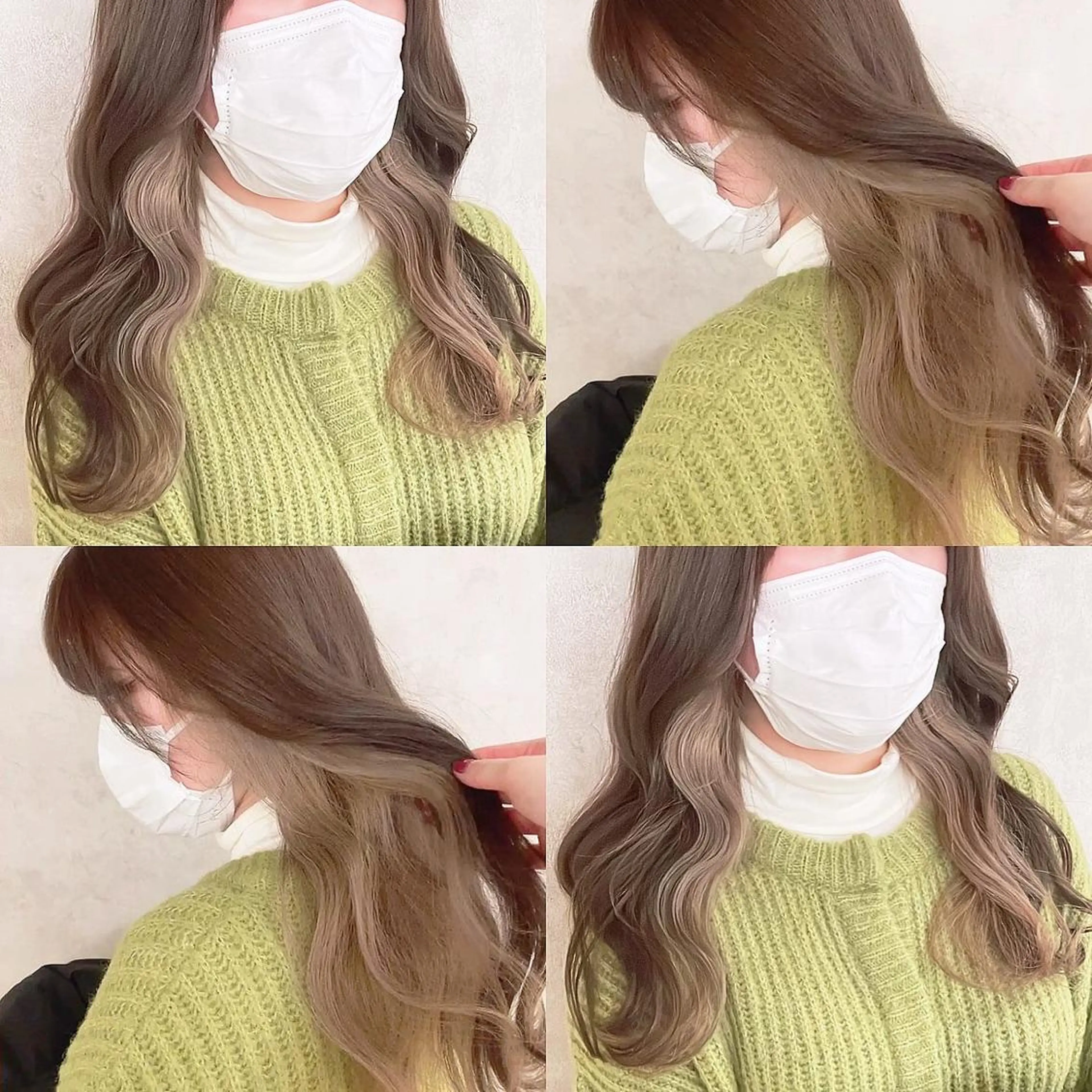 カラー ベージュカラー ブリーチ 透明感カラー ミルクティーベージュ ヘアカラー トリートメント 渋谷:インナーカラー ／🍒エリカ🍒のヘアスタイル