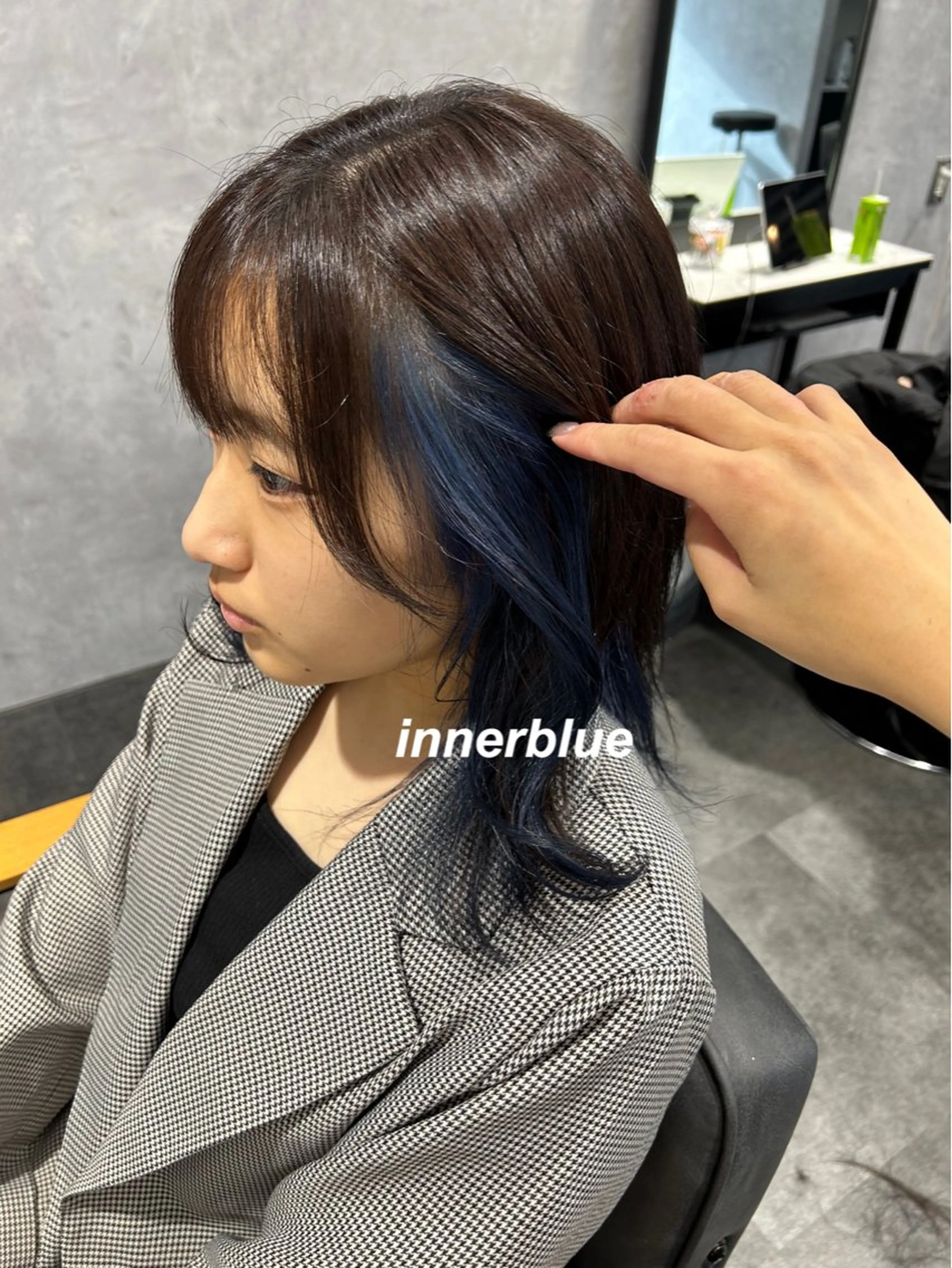 ミディアム カラー ブルーカラー インナーカラー カット ヘアカラー プルエクステ/インナ ーカラー🦊はるなのヘアスタイル