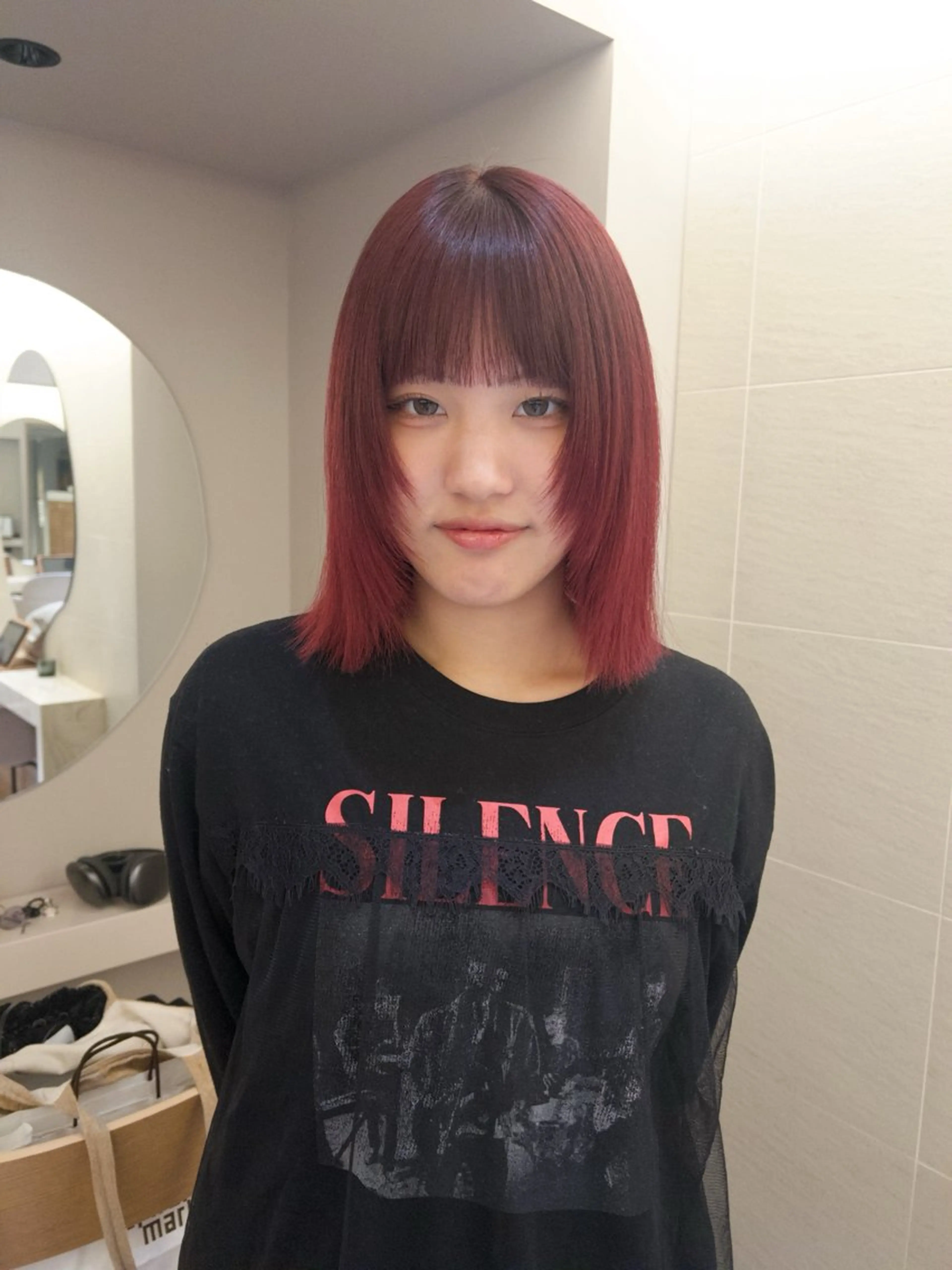 ミディアム カラー yiye   神宮前所属・manami /暖色 /カットモデル募集のヘアスタイル