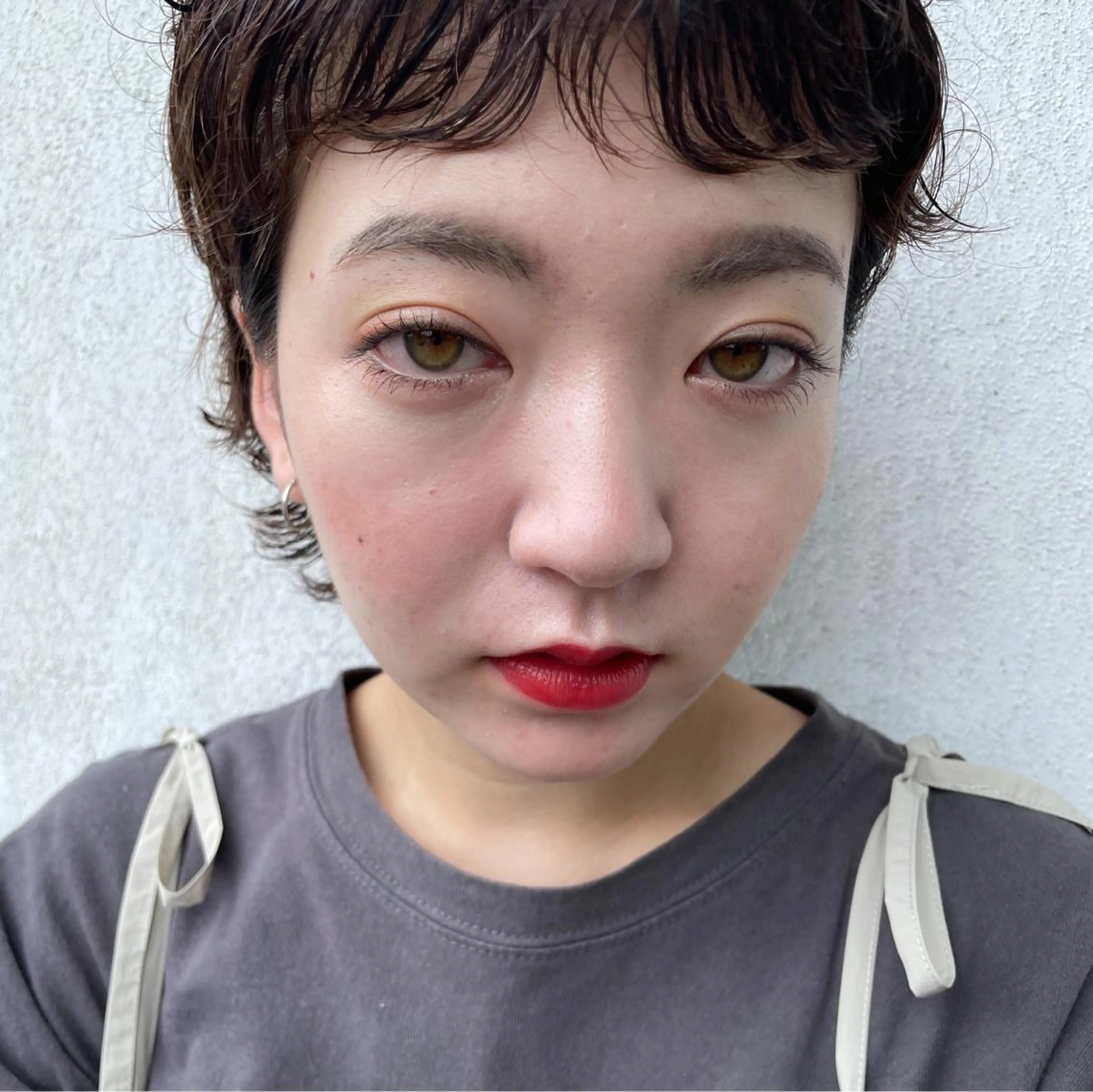 ショート パーマ オン眉 カット パーマ 似合わせヘア🤍 面田法子のヘアスタイル