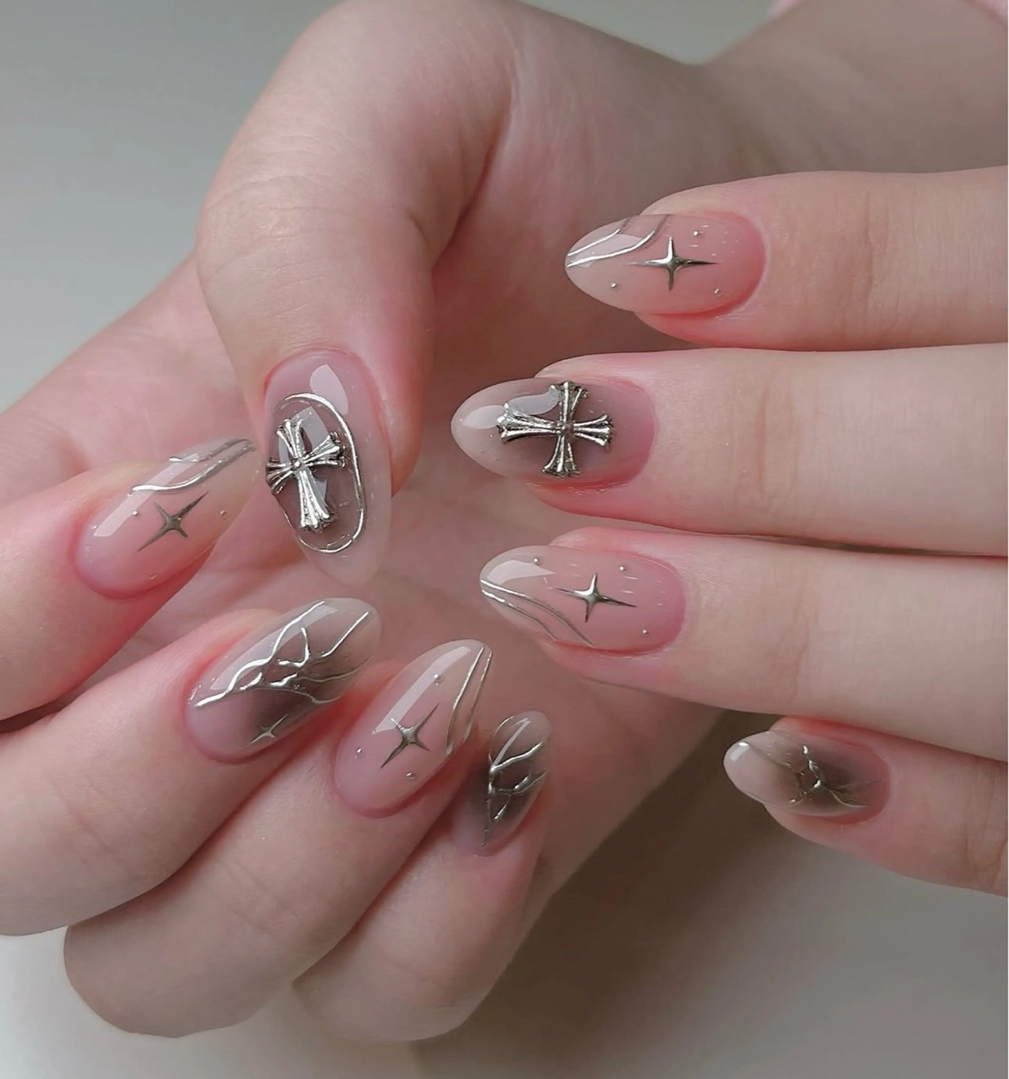 ネイル ハンドネイル 🎀PG🩵 ネイルサロンのネイルデザイン