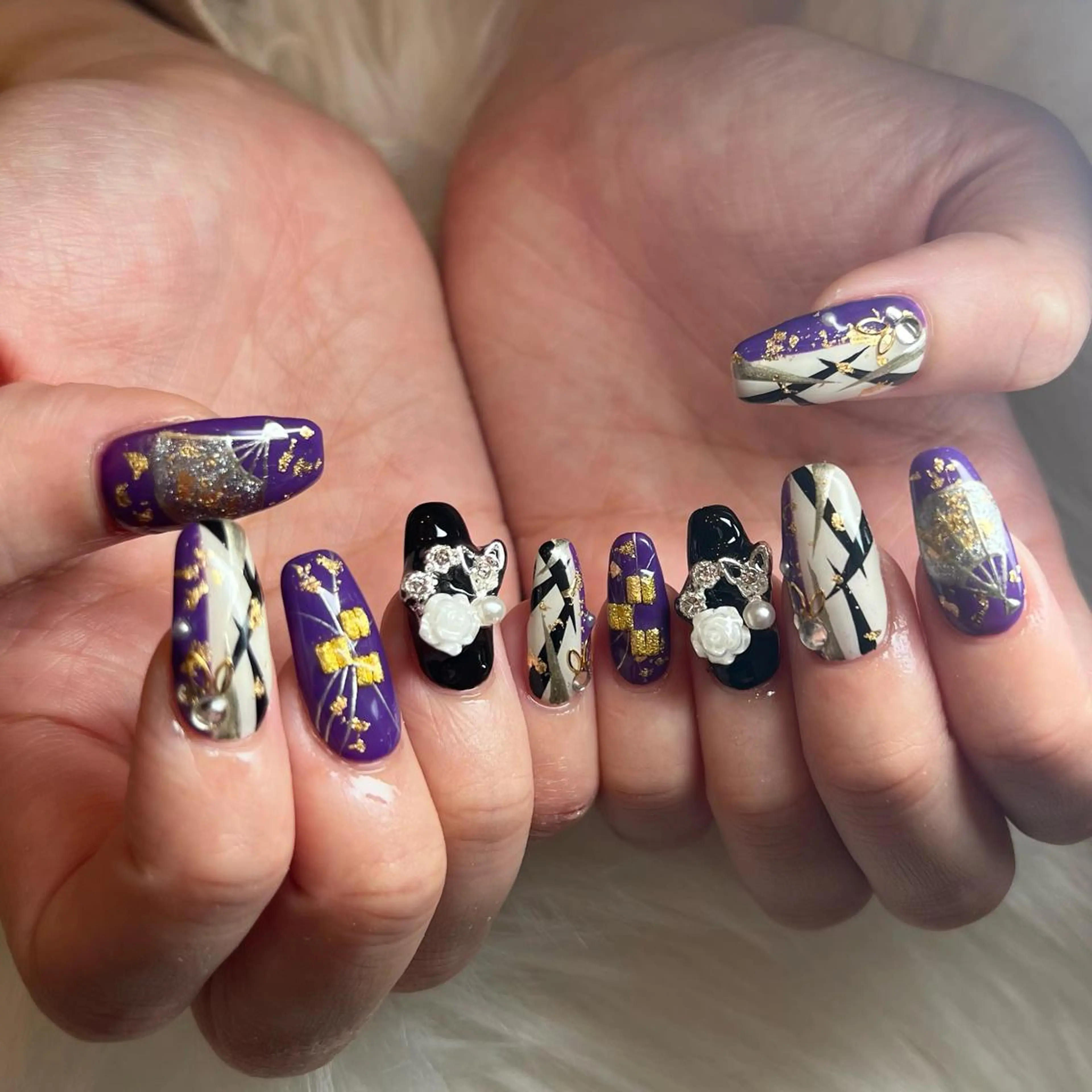 ネイル アートネイル 卒業式 藤本 楓のネイルデザイン