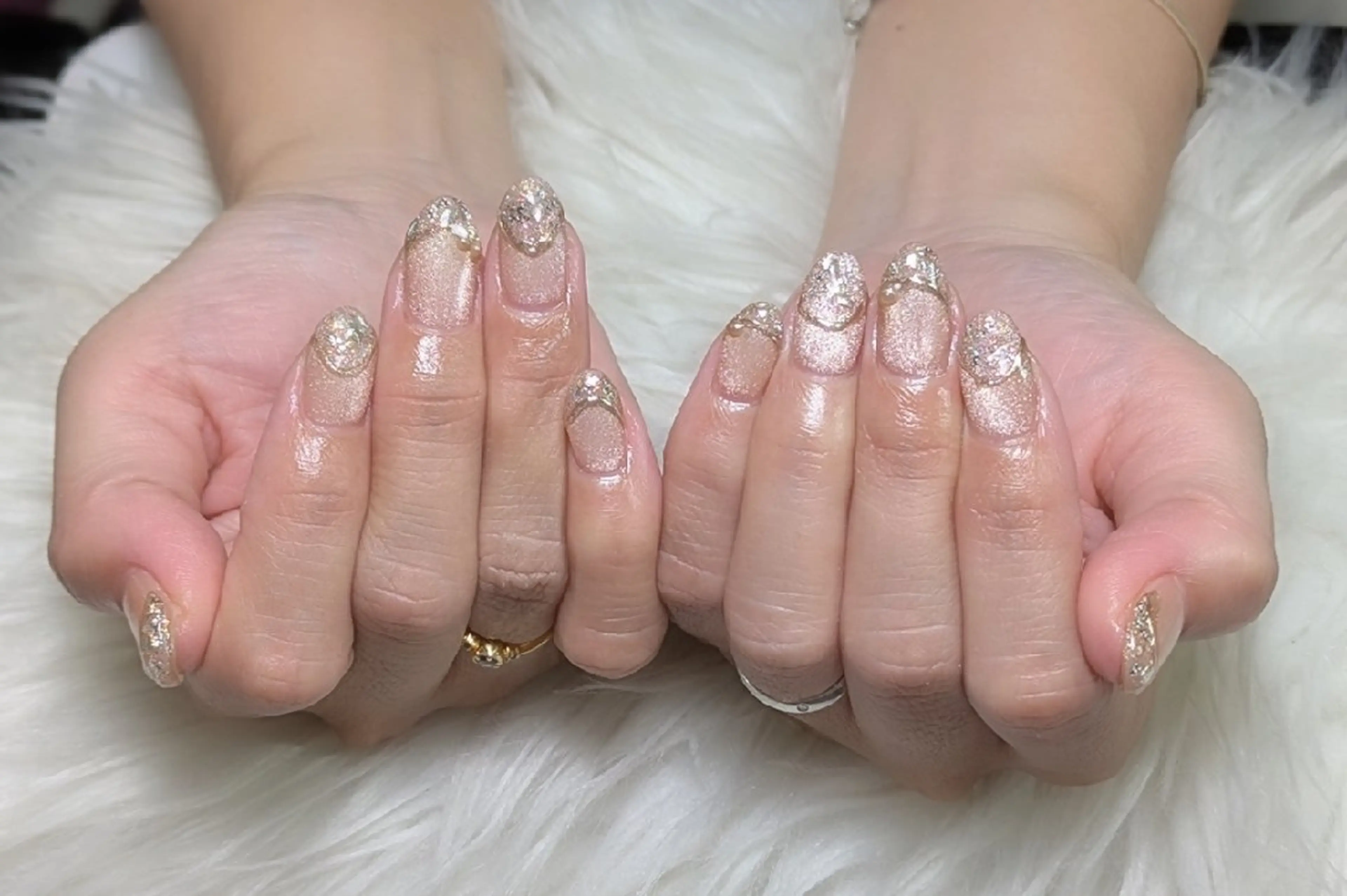 ネイル フレンチネイル ガラスフレンチ 持ち込み ハンドネイル m&pPrivate nailsalonのネイルデザイン