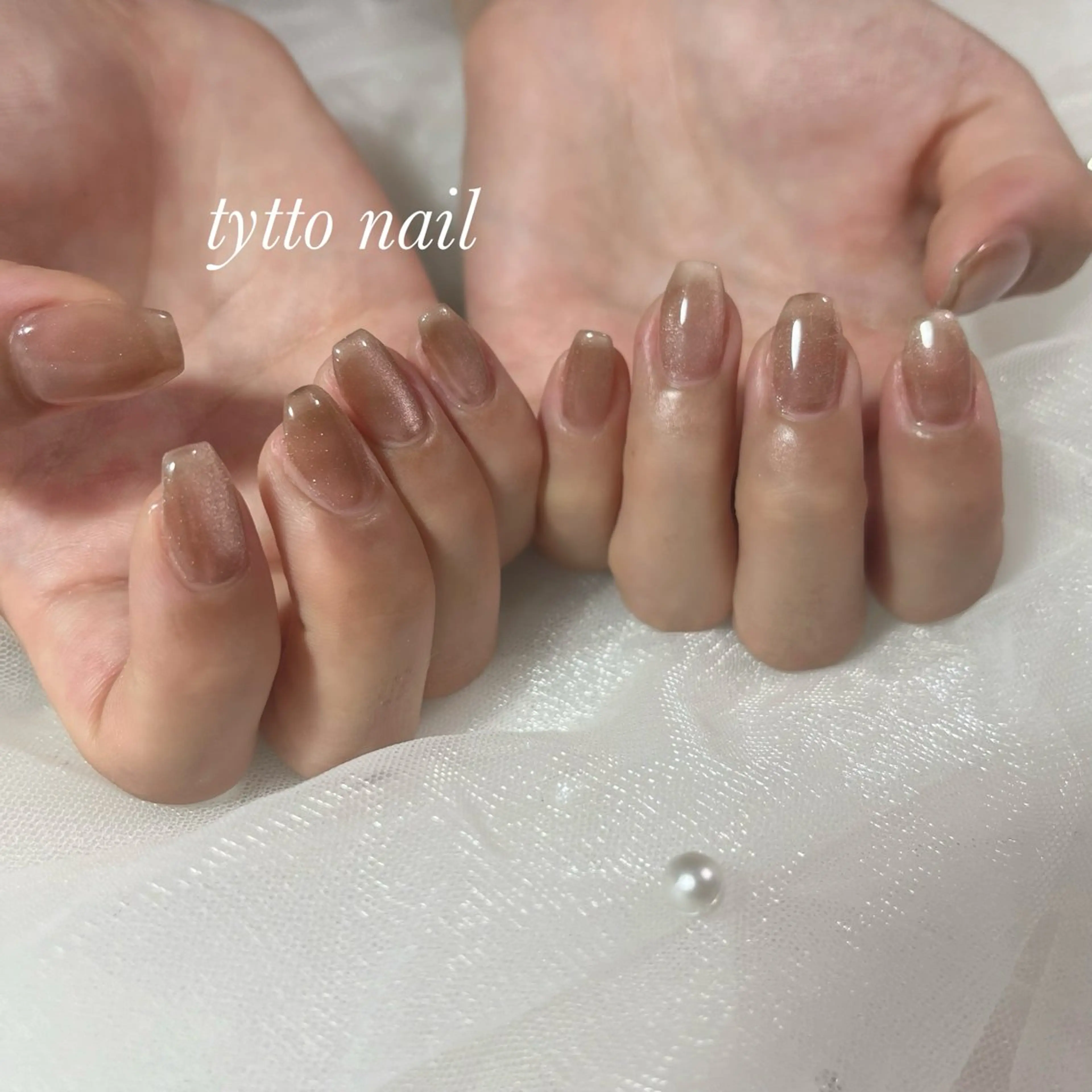 ネイル ブラウン フレンチネイル 韓国ネイル マグネットネイル ワンカラーネイル tytto nail ❤︎‪‪eri‪‪のネイルデザイン