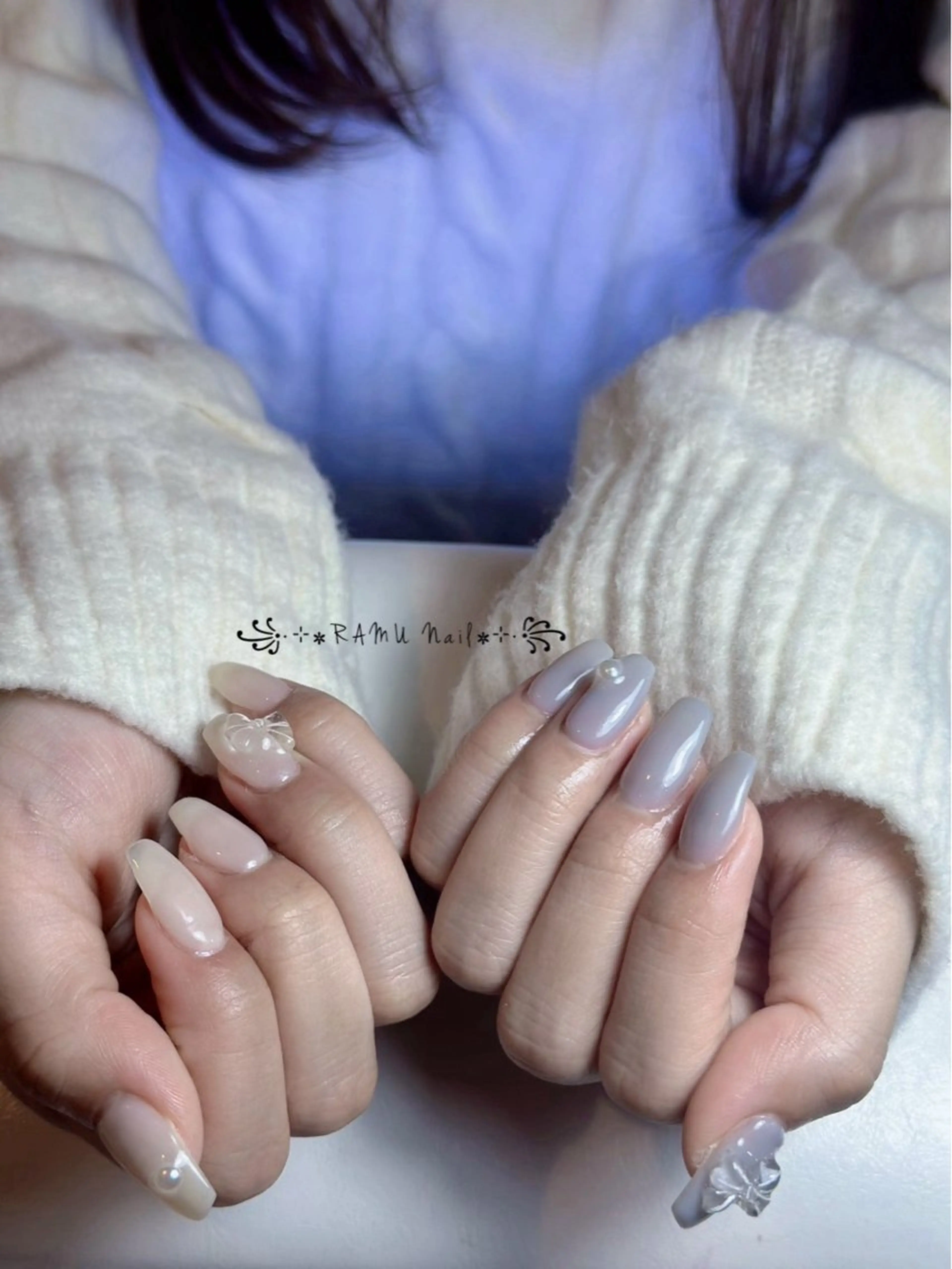 ネイル チークネイル フレンチネイル グラデーション キラキラネイル 韓国ネイル ハンドネイル RAMU Nail 恵比寿店のネイルデザイン