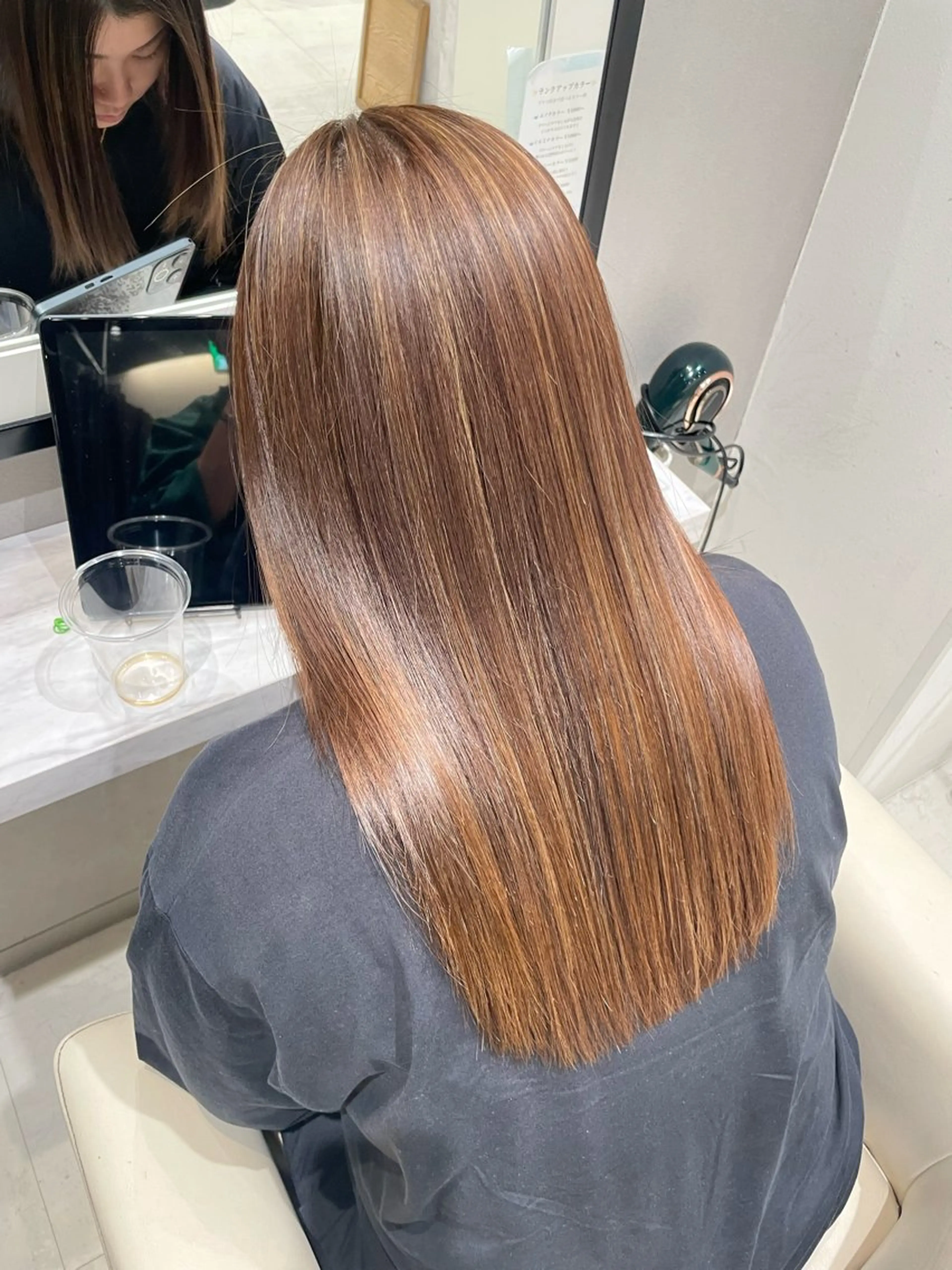 ロング パーマ 髪質改善 縮毛矯正 ストレートパーマ 縮毛矯正 トリートメント k-twoたき✨艶感 カラー／美髪矯正のヘアスタイル