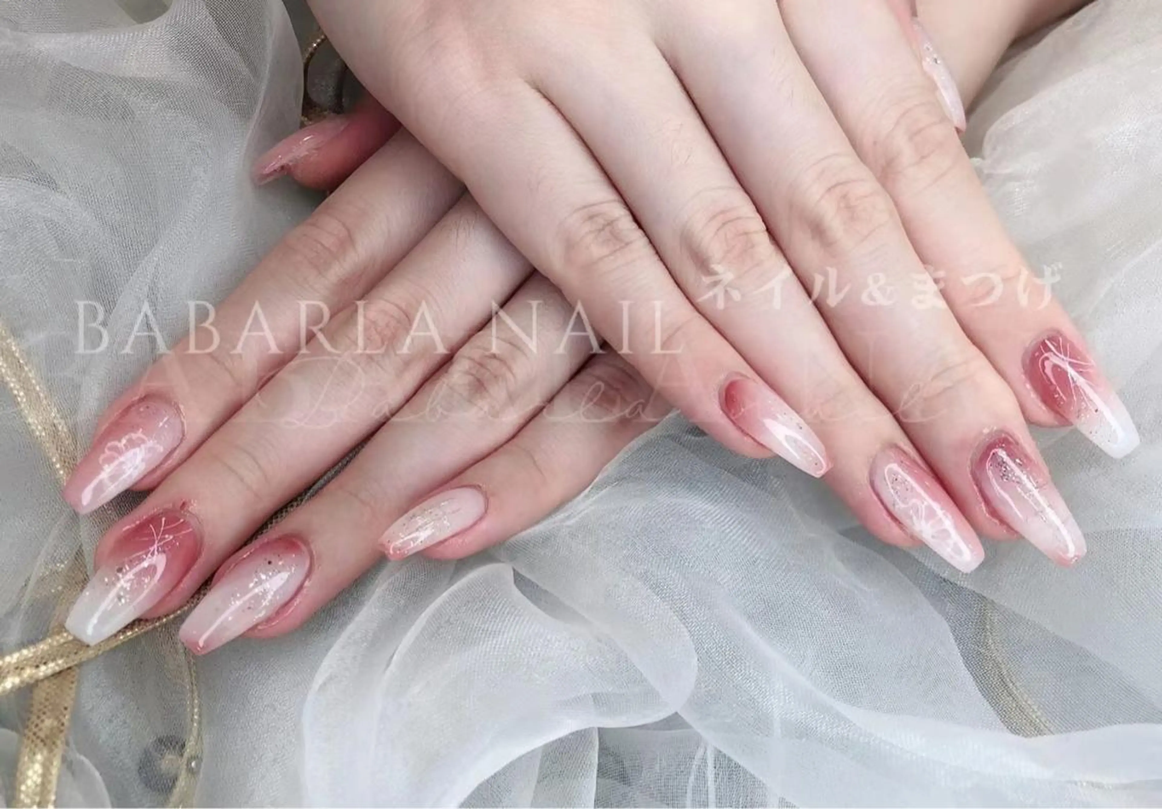 ネイル アートネイル 大理石ネイル(マーブル) ピンク Babarla Nailのネイルデザイン