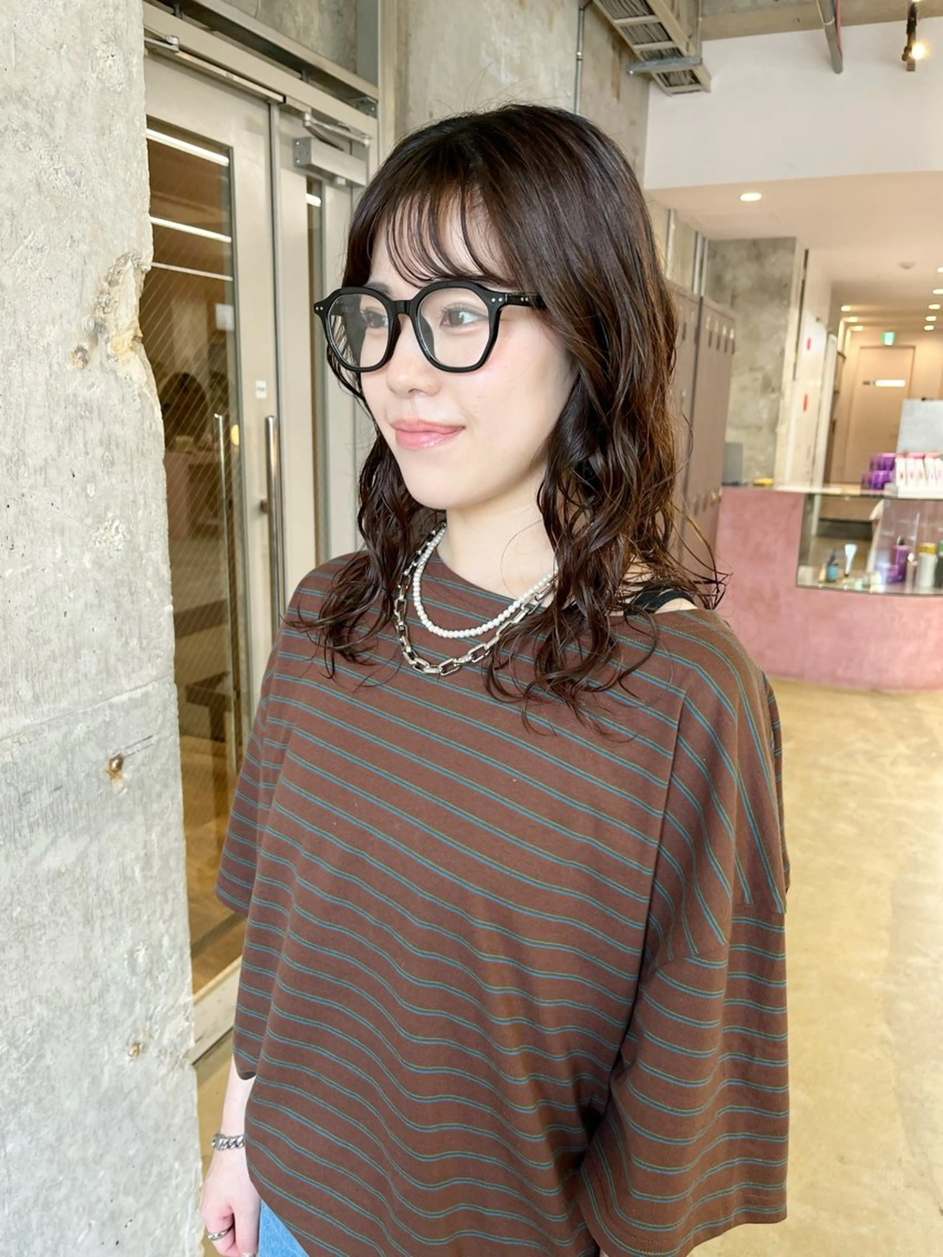 セミロング カラー パーマ セミロングパーマ カット ヘアカラー パーマ 小木曽智美 /ボブ/ショートのヘアスタイル