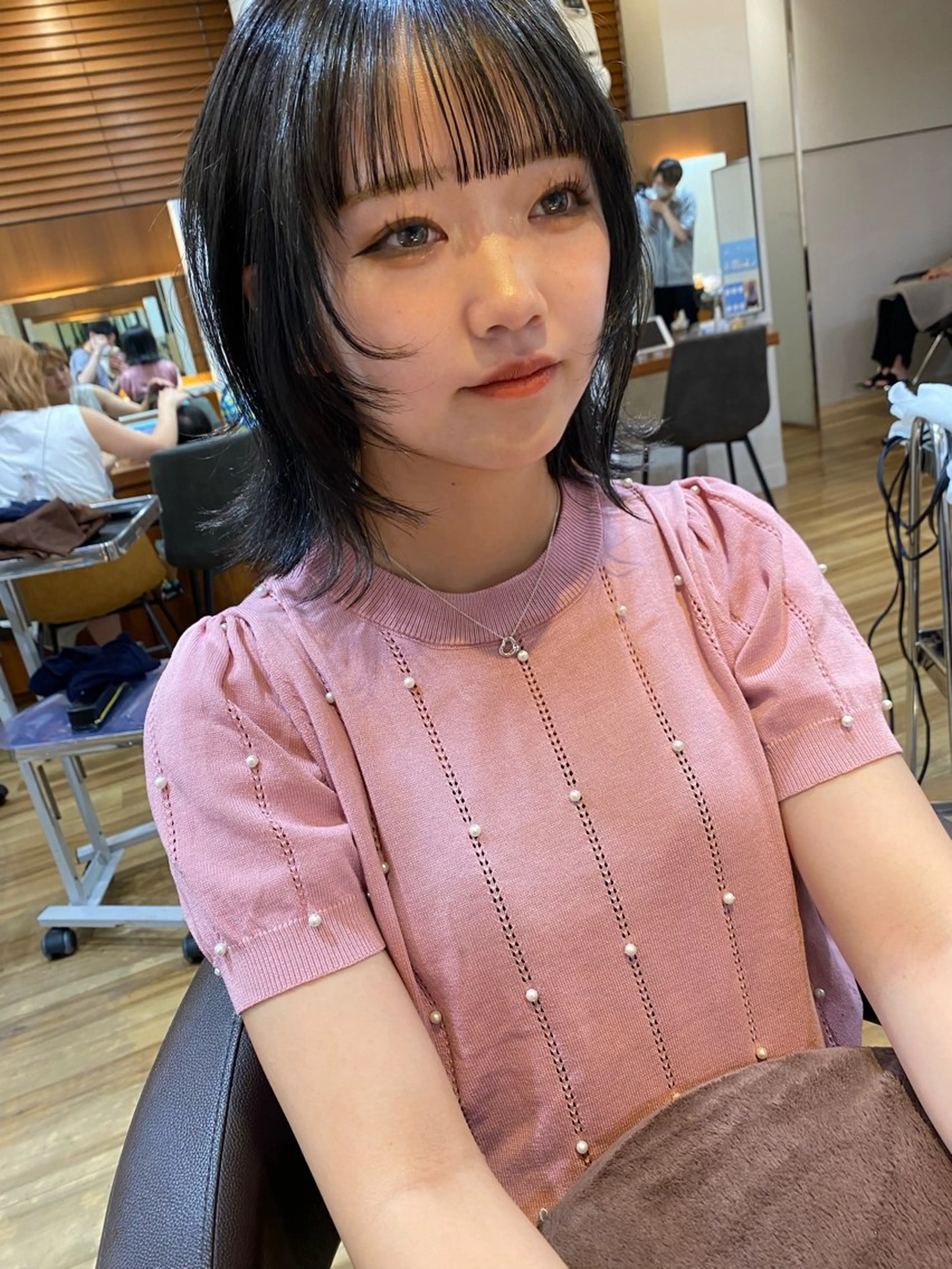 ショート カラー 黒髪 ウルフカット カット レイヤーカット /透明感/千葉怜寿のヘアスタイル