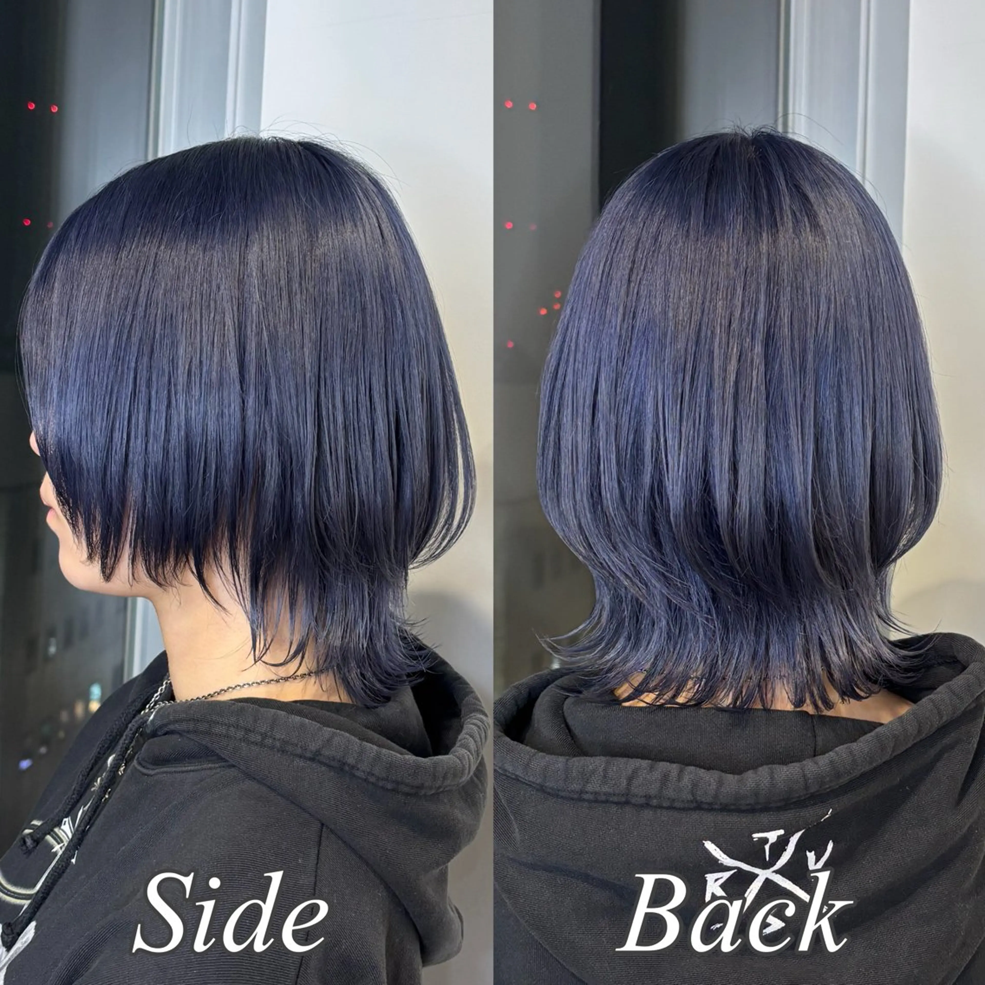 ショート カラー ヘアアレンジ ブルーカラー ネイビーカラー ウルフカット ｲﾝﾅｰｶﾗｰ屋さん 🫧伊藤拓実のヘアスタイル