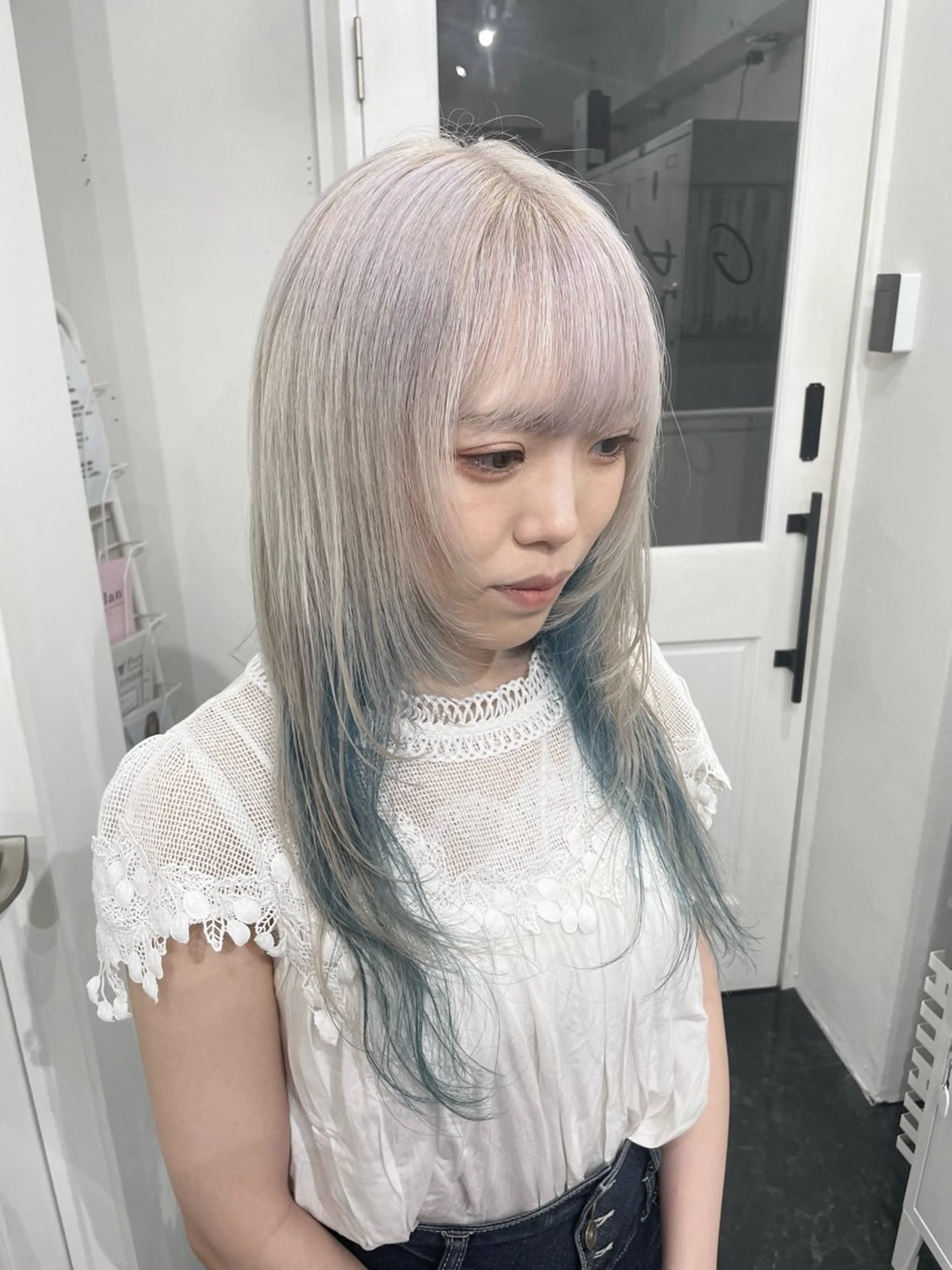 ロング カラー カット ヘアカラー エクステ ♱地雷カラー♱ウルフ ♱ 藍衣 ♱のヘアスタイル