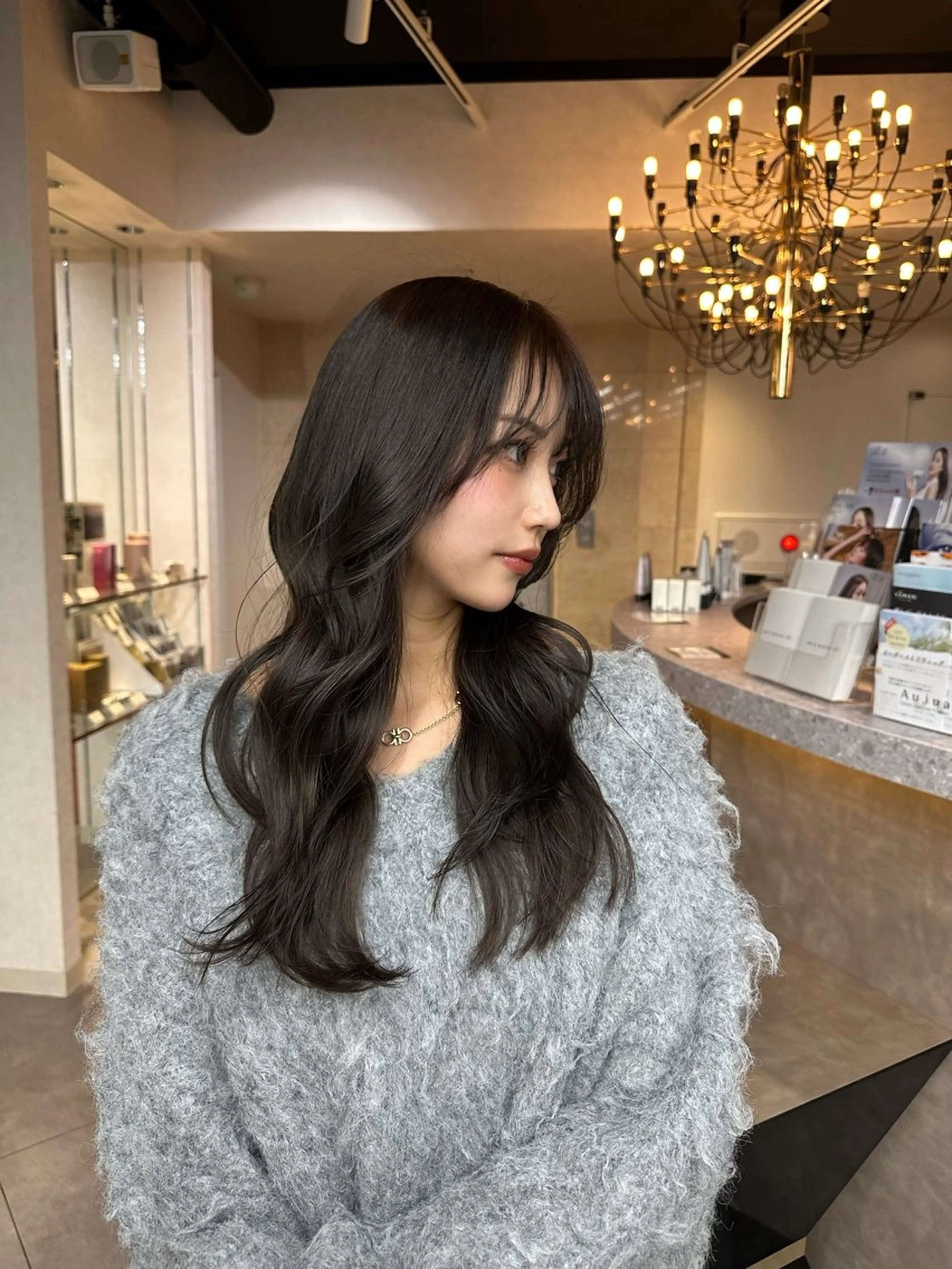 ロング カラー カット ヘアカラー トリートメント 韓国/レイヤー/ 透明感🩶ひかる🩶のヘアスタイル