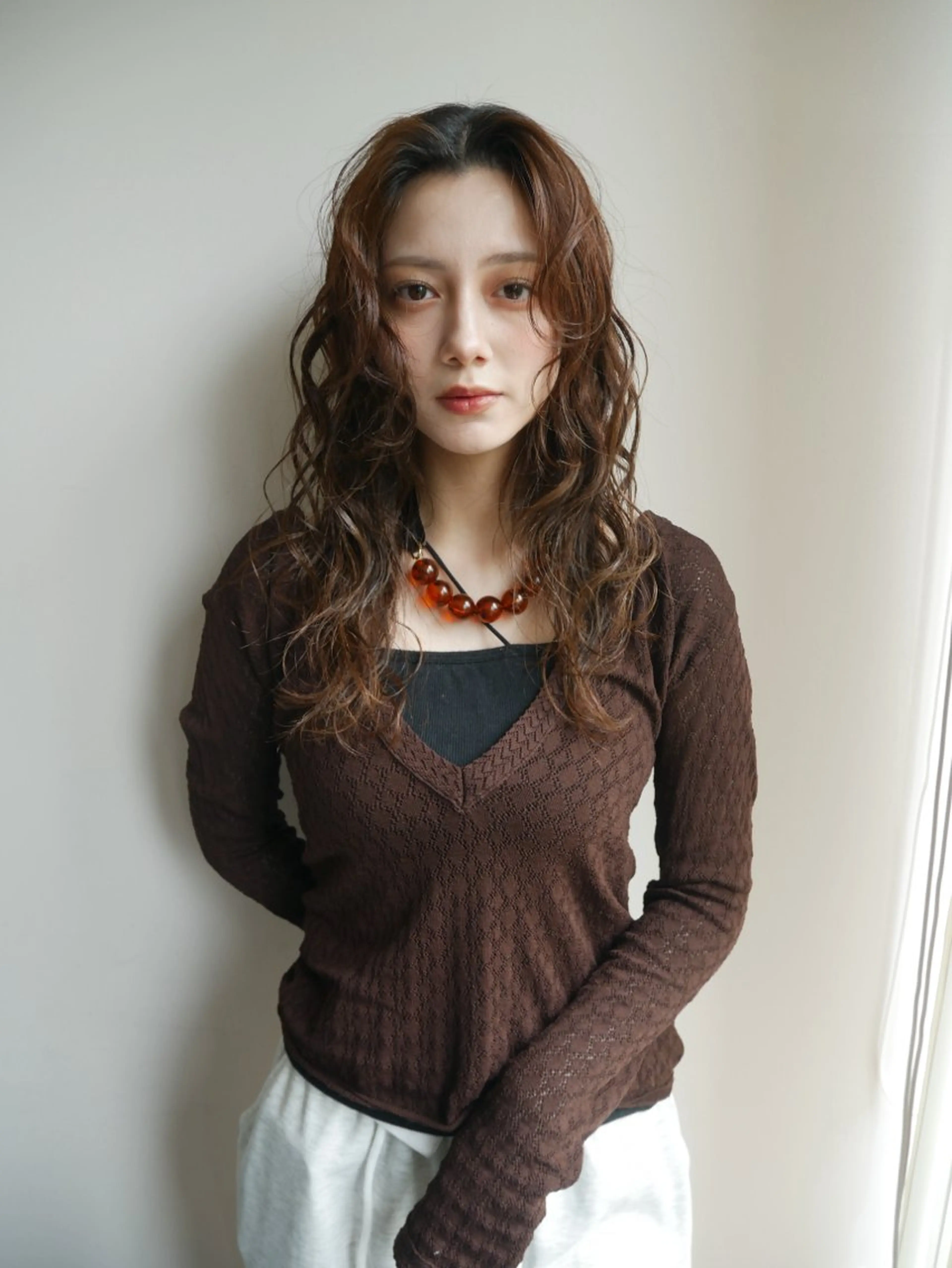 ロング カラー パーマ カット ヘアカラー パーマ トリートメント 森田遥奈/透明感カラ ー/似合わせカットのヘアスタイル