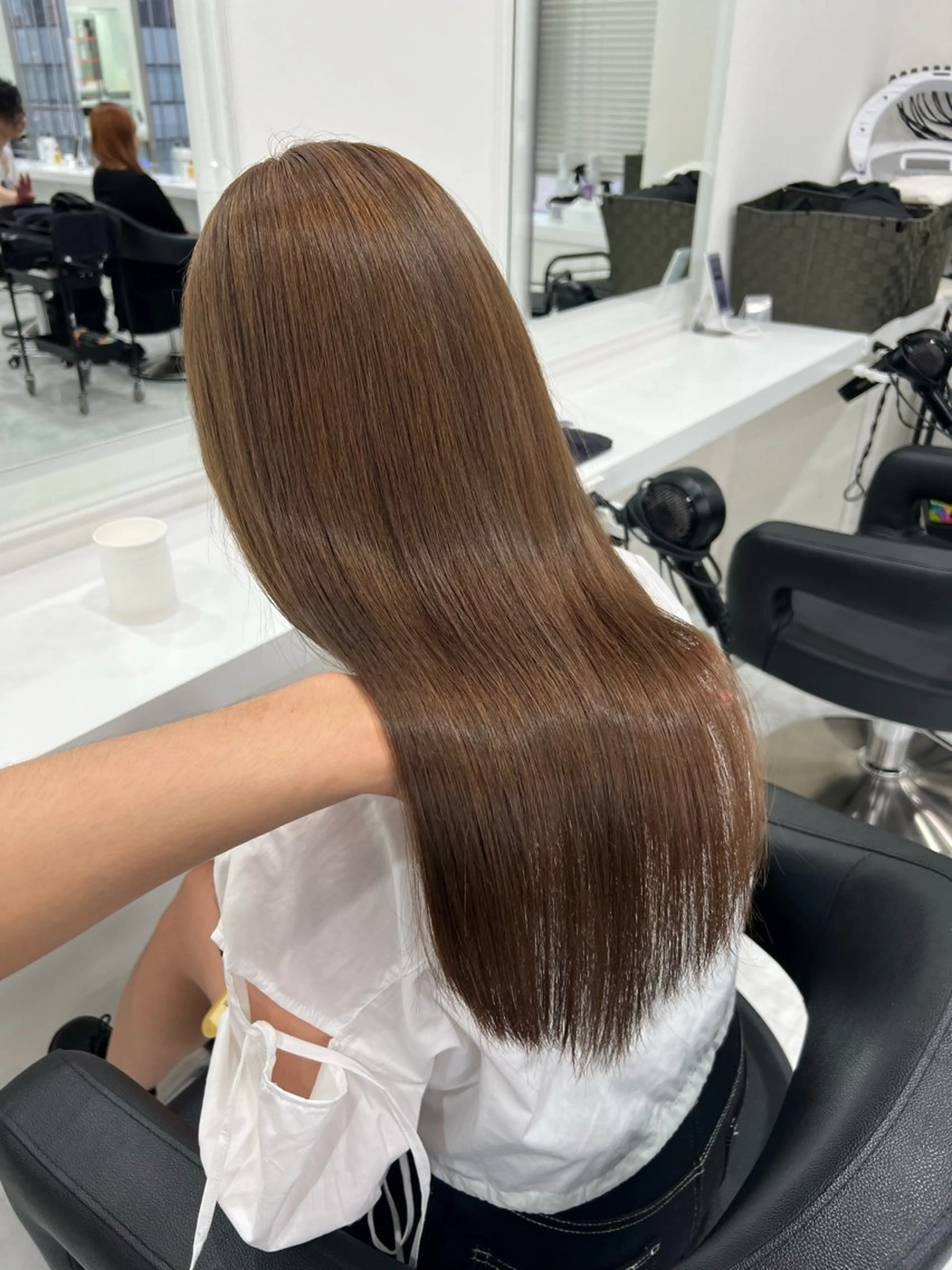 ロング カラー オリーブカラー🫒 レイヤーカット✂︎のヘアスタイル