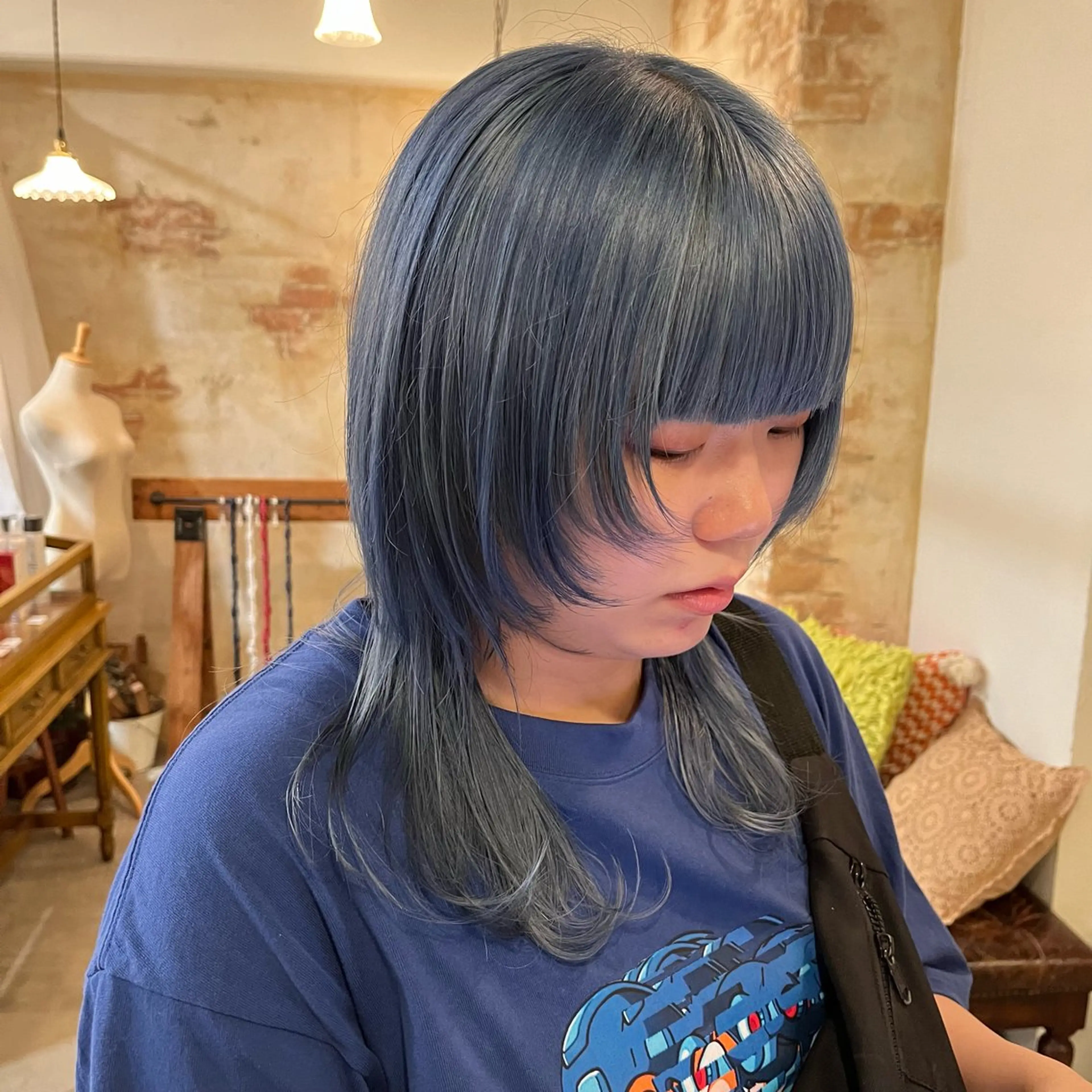 ロング カラー ブルーカラー シルバー パ ルのヘアスタイル