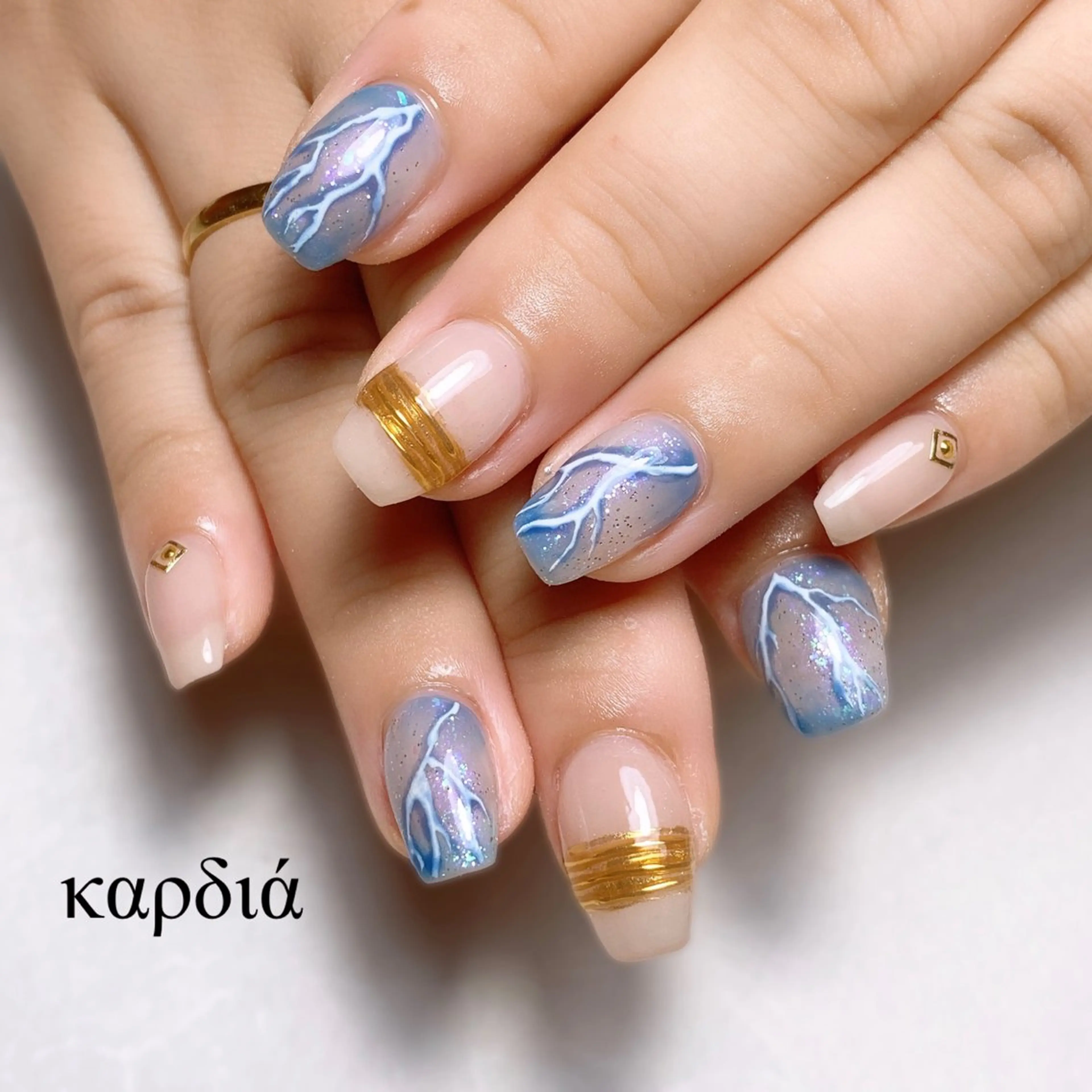 ネイル ハンドネイル καρδιά -ｶﾙﾃﾞｨｱ-のネイルデザイン