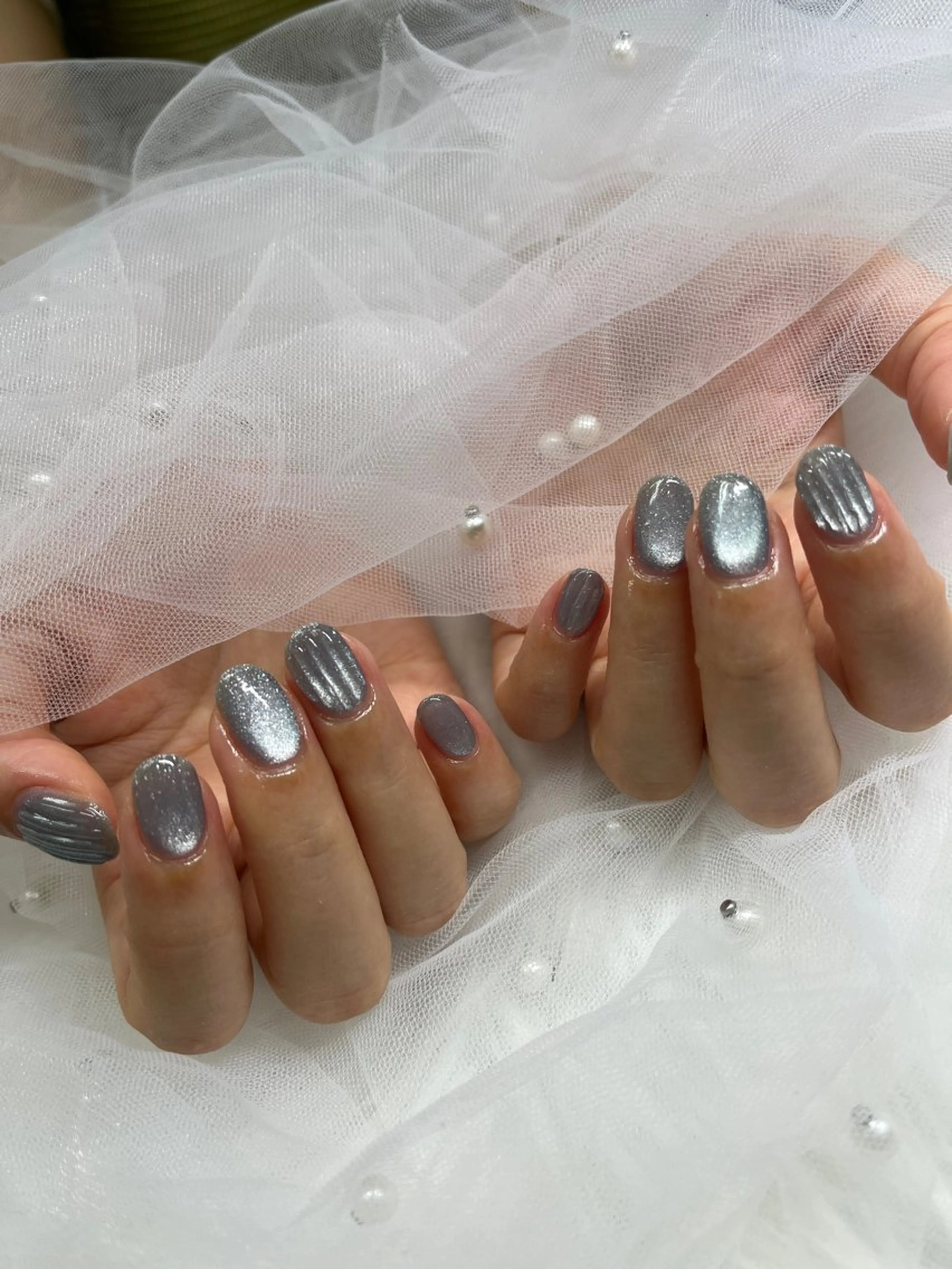 ネイル 水色 マグネットネイル ハンドネイル Partie所属・Partie （パルティ）のネイルデザイン