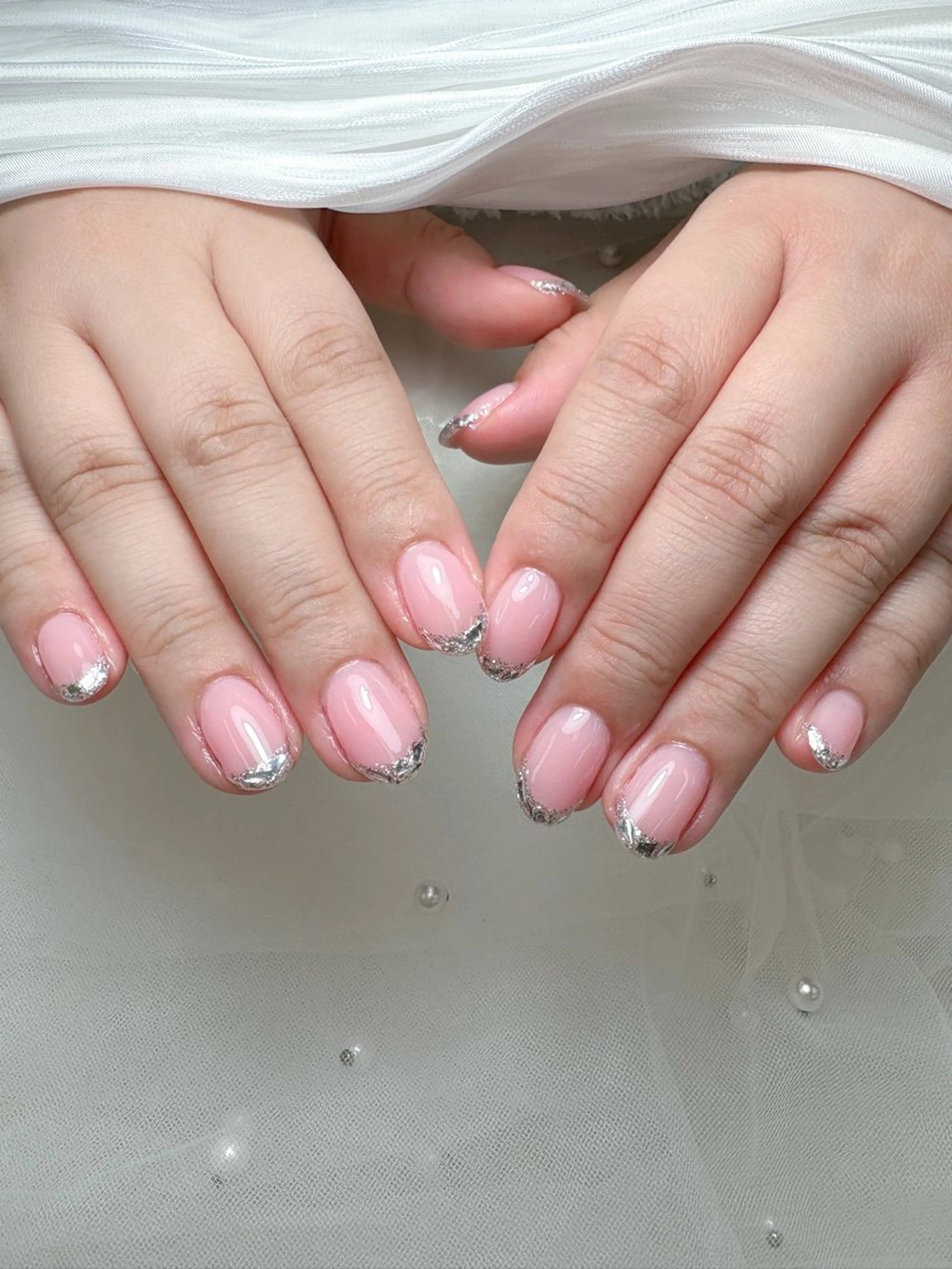 ネイル フレンチネイル ガラスフレンチ 💎ネイリスト💎 月奈🌕🎀のネイルデザイン