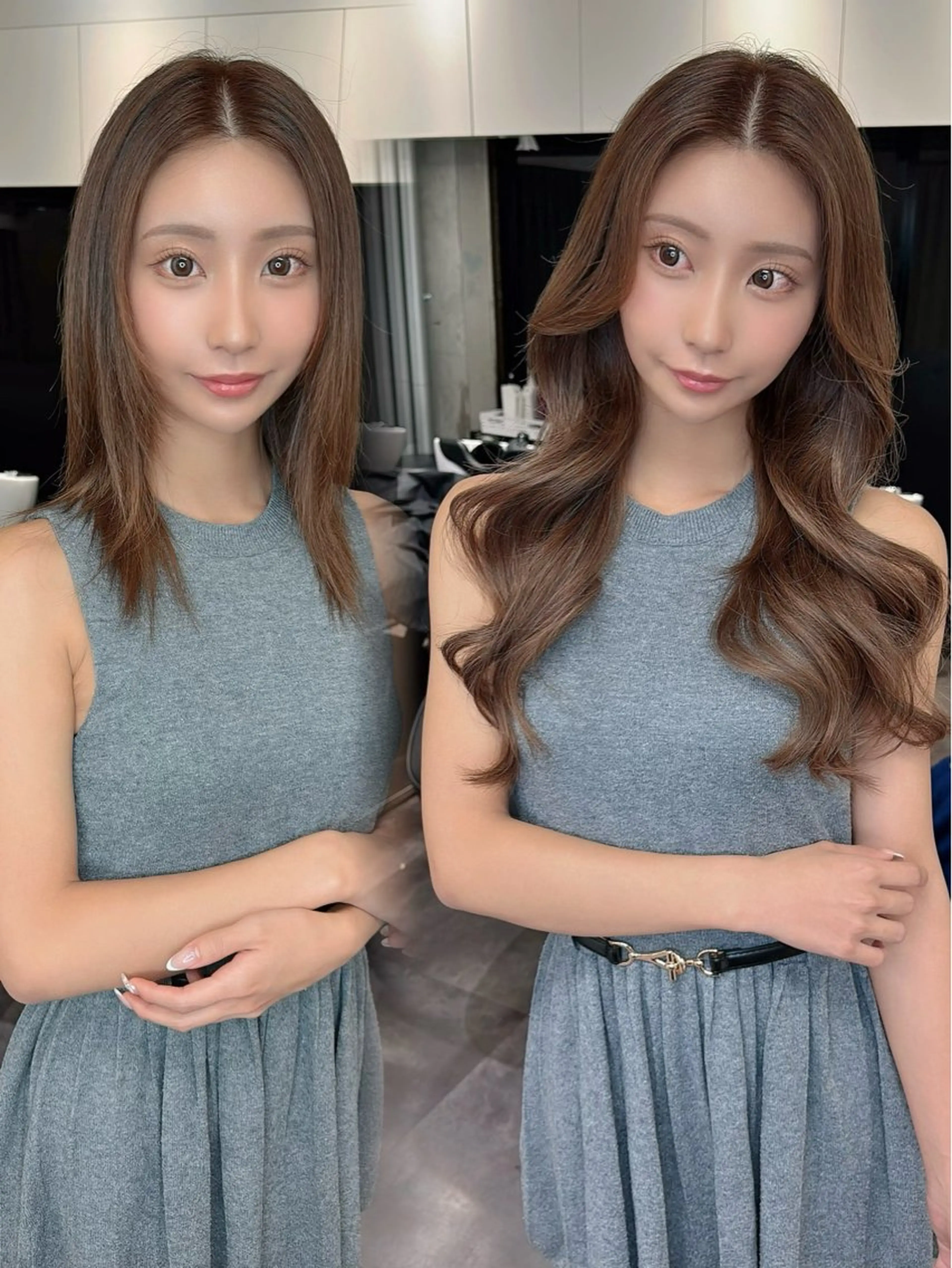 ロング シールエクステ ボブ エクステ 顔周りカット 髪質改善 ヘアカラー エクステ ヘアサロンelyts 表参道店のヘアスタイル